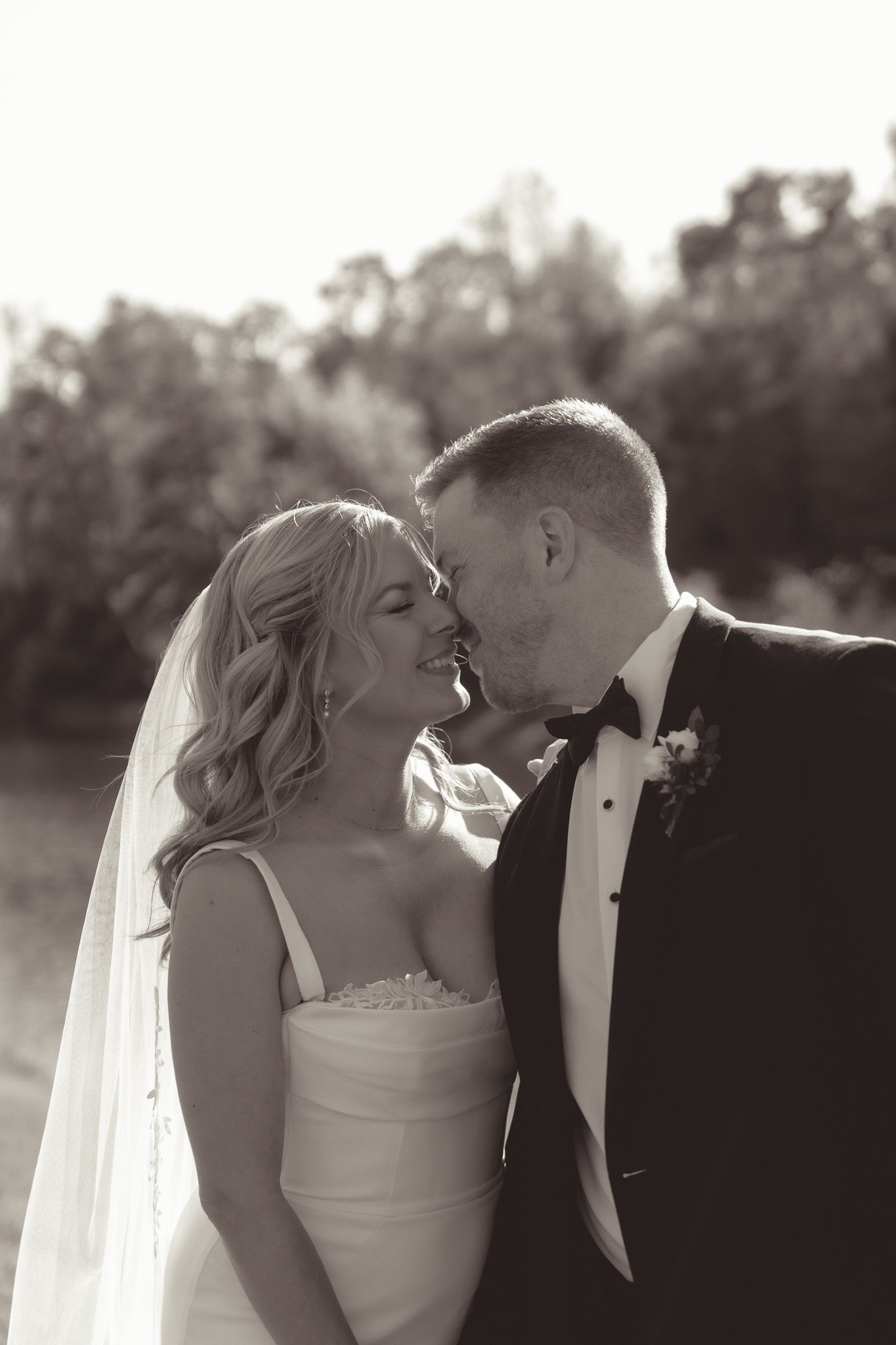 Intimate black and white wedding portraits capturing tender moments in downtown pittsburgh, pa.