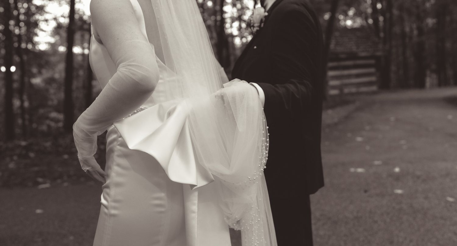 Elegant black and white wedding portrait showcasing formal attire in pittsburgh, pa.