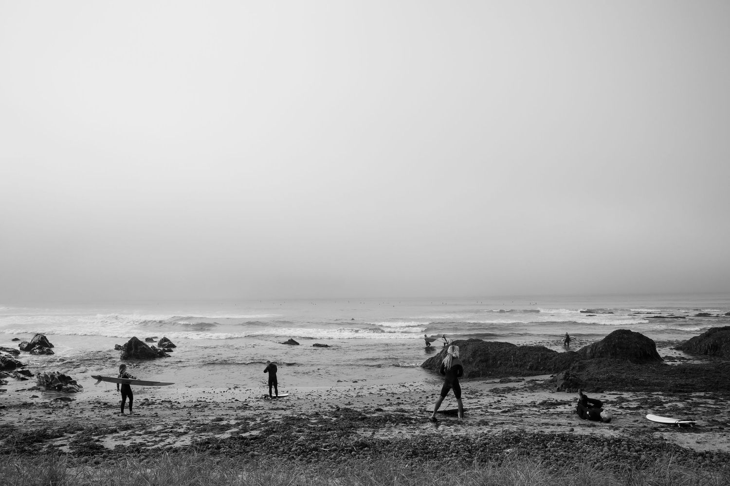 Photographic surf art print of surfers warming up before a surf at Middleton, Fleurieu Peninsula, South Australia