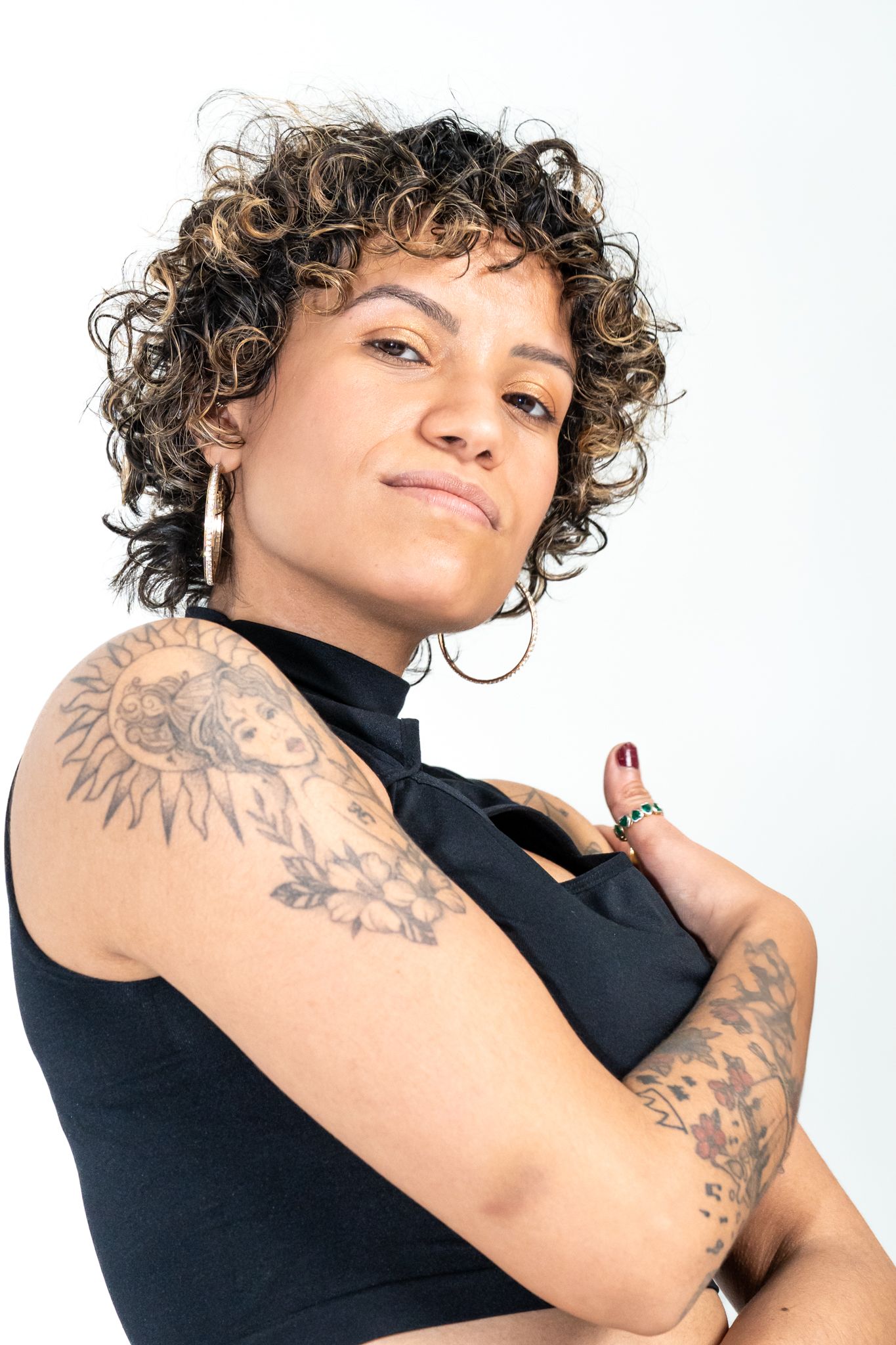 Professional headshot photograph of an artist, roller skater, and performer by Don Wilson in an NYC photo studio