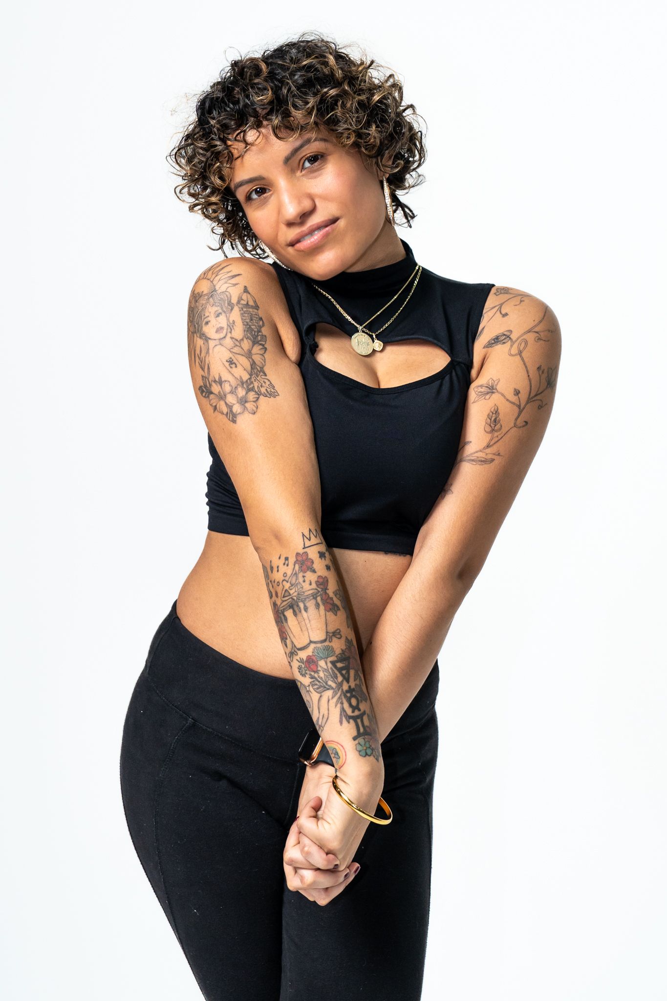Professional headshot photograph of an artist, roller skater, and performer by Don Wilson in an NYC photo studio