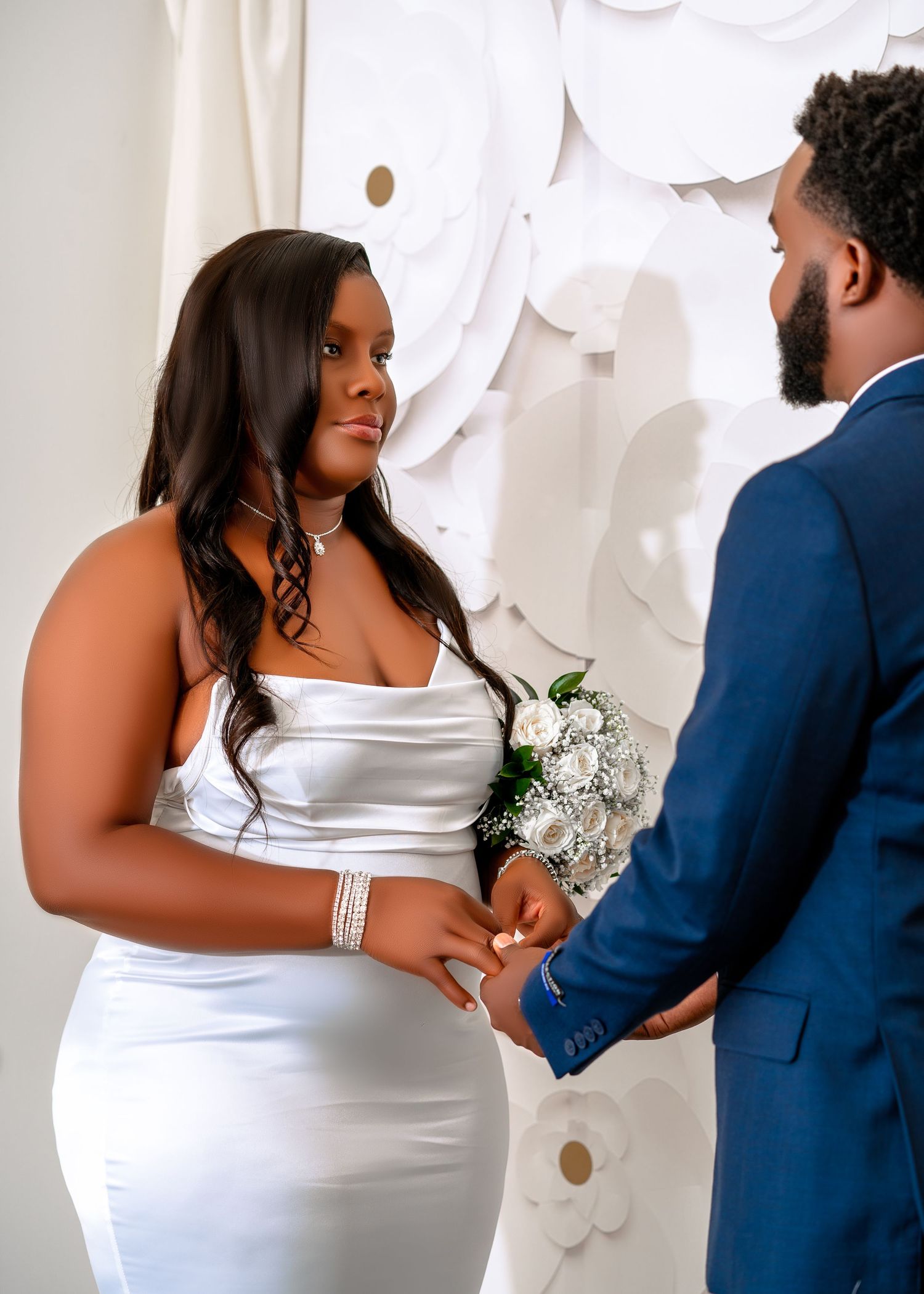 Intimate wedding photography session showing romantic moments between newlyweds.