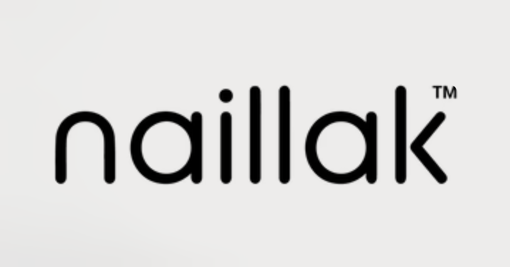 Black Naillak brand logo text in a modern minimalist font style against a light gray background.