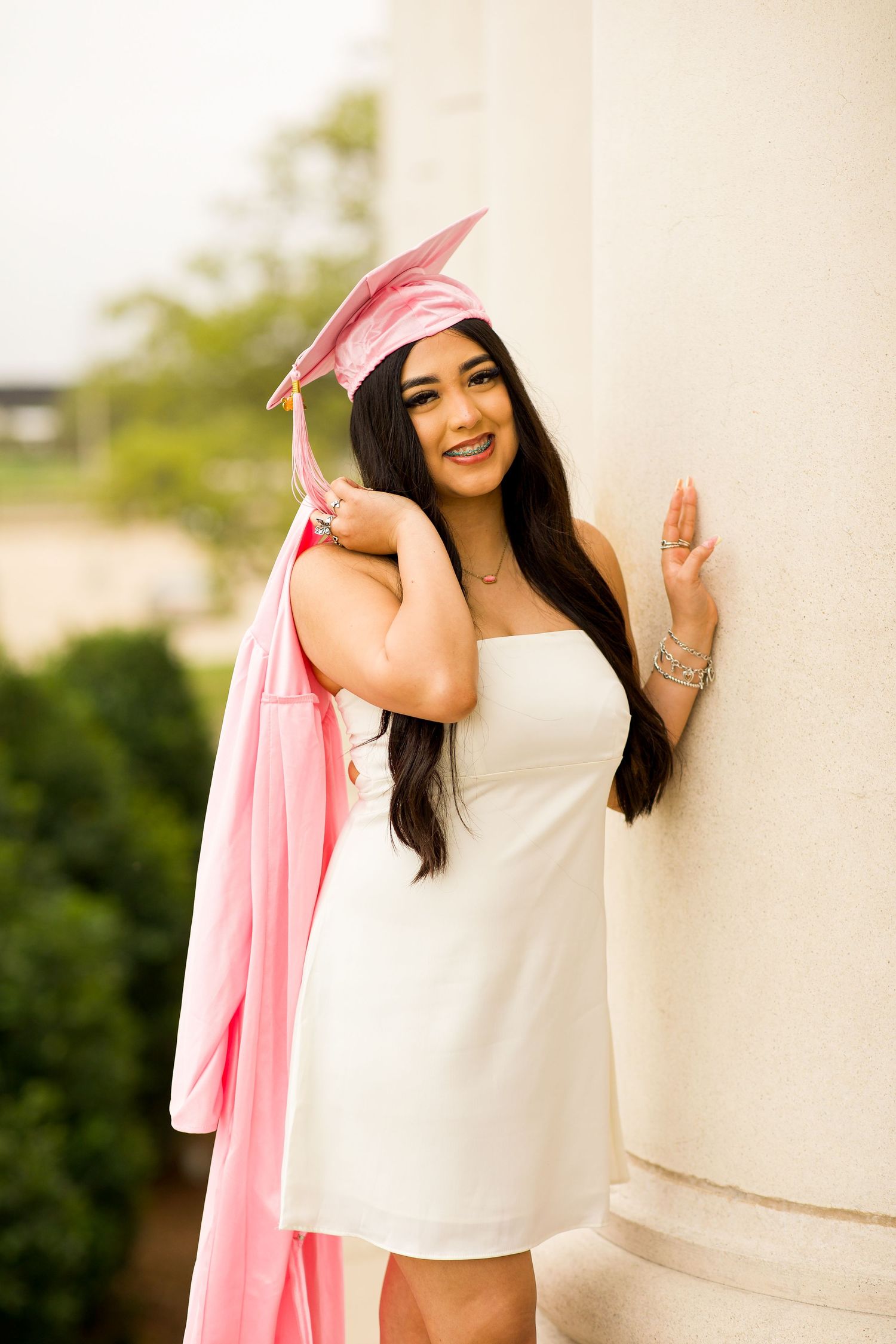 Senior portrait of a high school student in a Downtown College Station Texas Park.