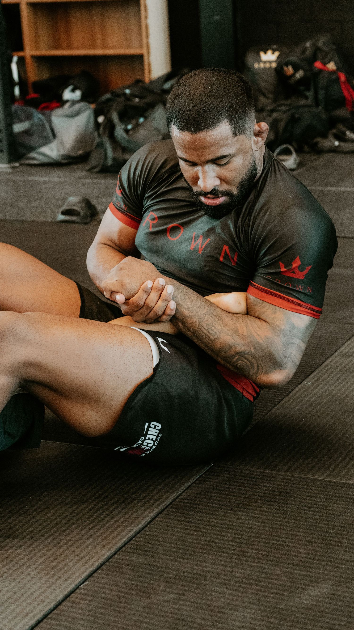 Close-up portrait of a martial arts competitor during a training session
