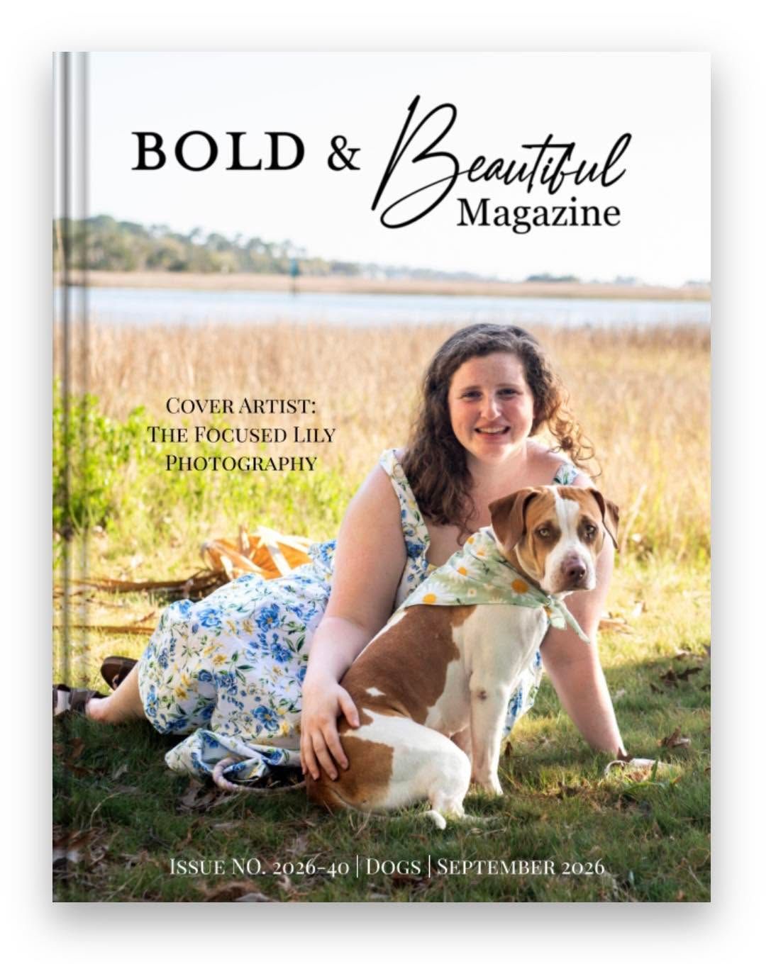 Bold & Beautiful Magazine cover featuring a girl and her dog, photographed by The Focused Lily Photography.