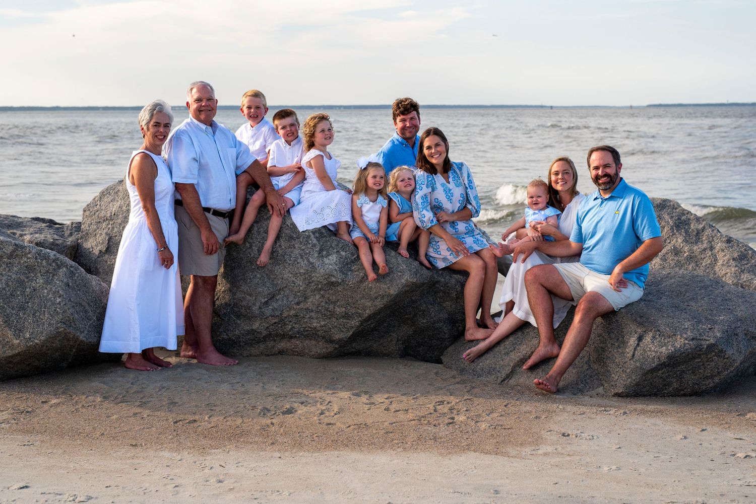 Family photography session at golden hour on Tybee Island, Georgia