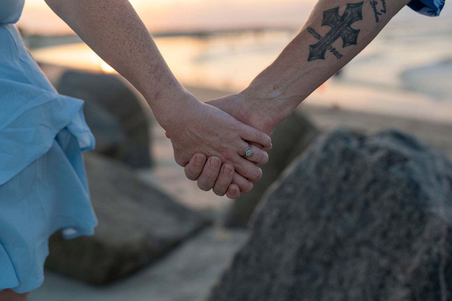 Golden hour engagement session on Tybee Island, Georgia