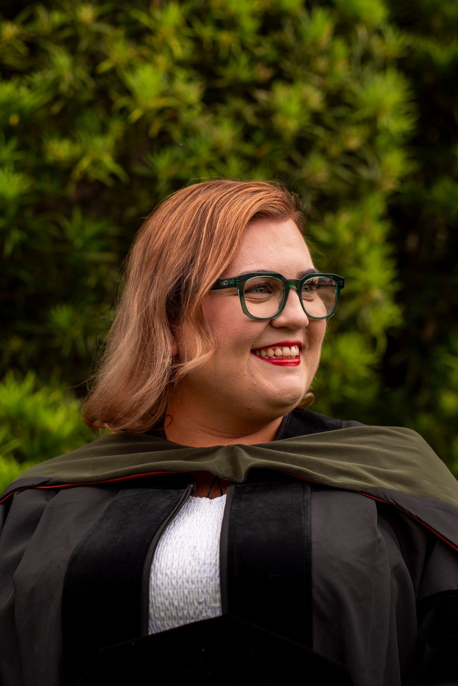 Graduation portrait of a South University graduate in Savannah, Georgia, celebrating their academic achievement.