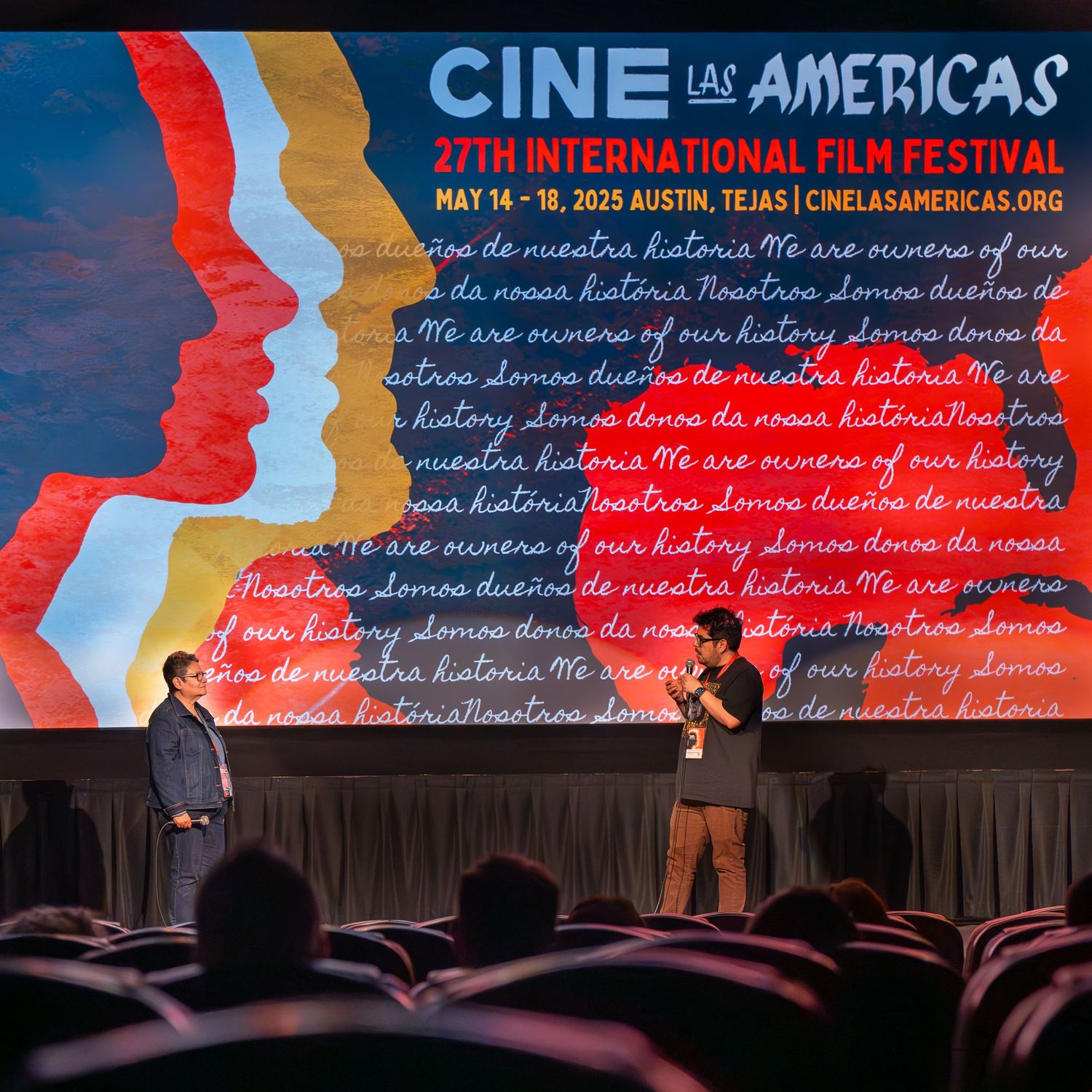 Director on stage at Austin film festival Q&A, captured by Ten X Captures for event photography and video portfolio.