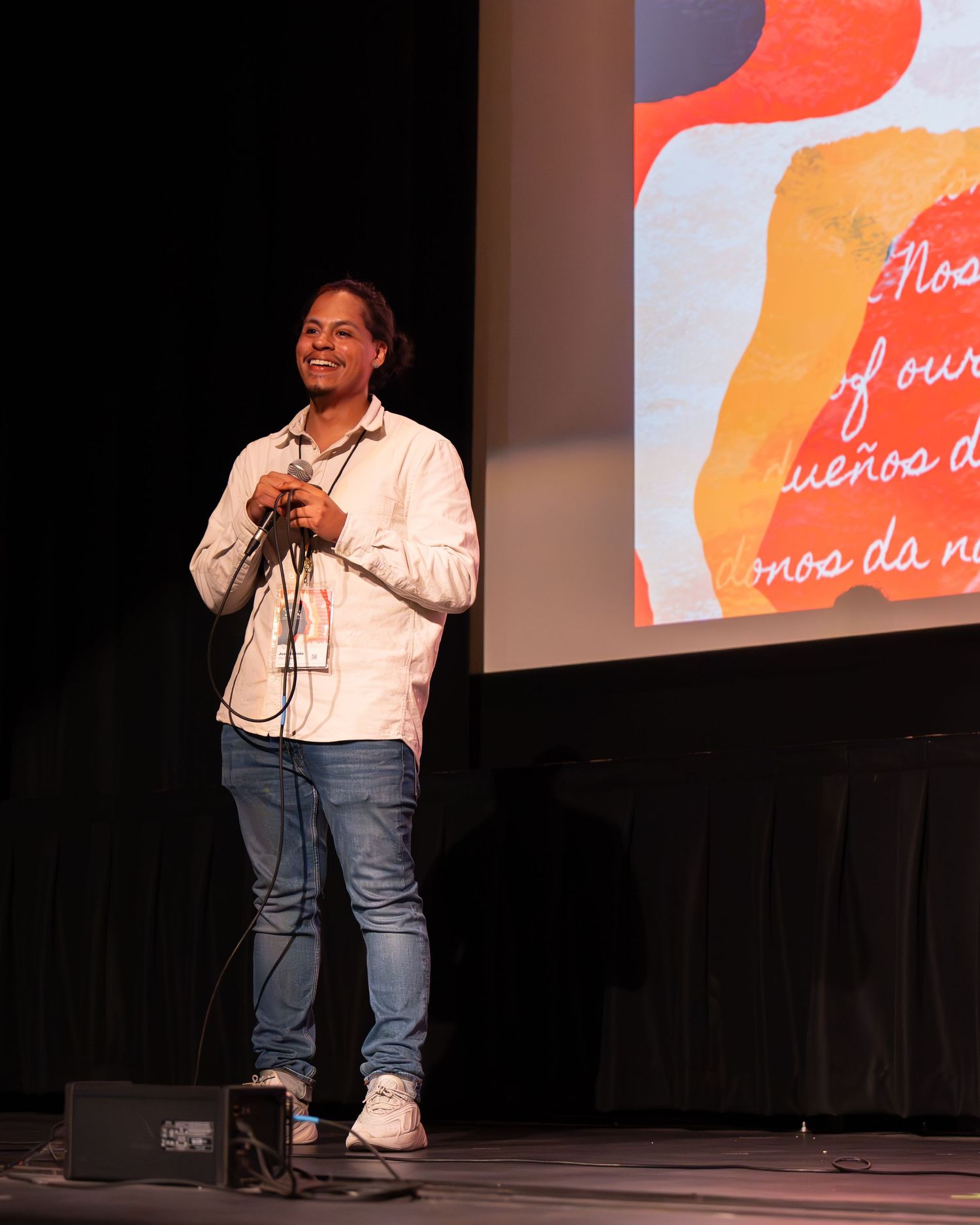 Movie actor speaking on stage at Austin film festival, captured by Ten X Captures for event photography and video portfolio.