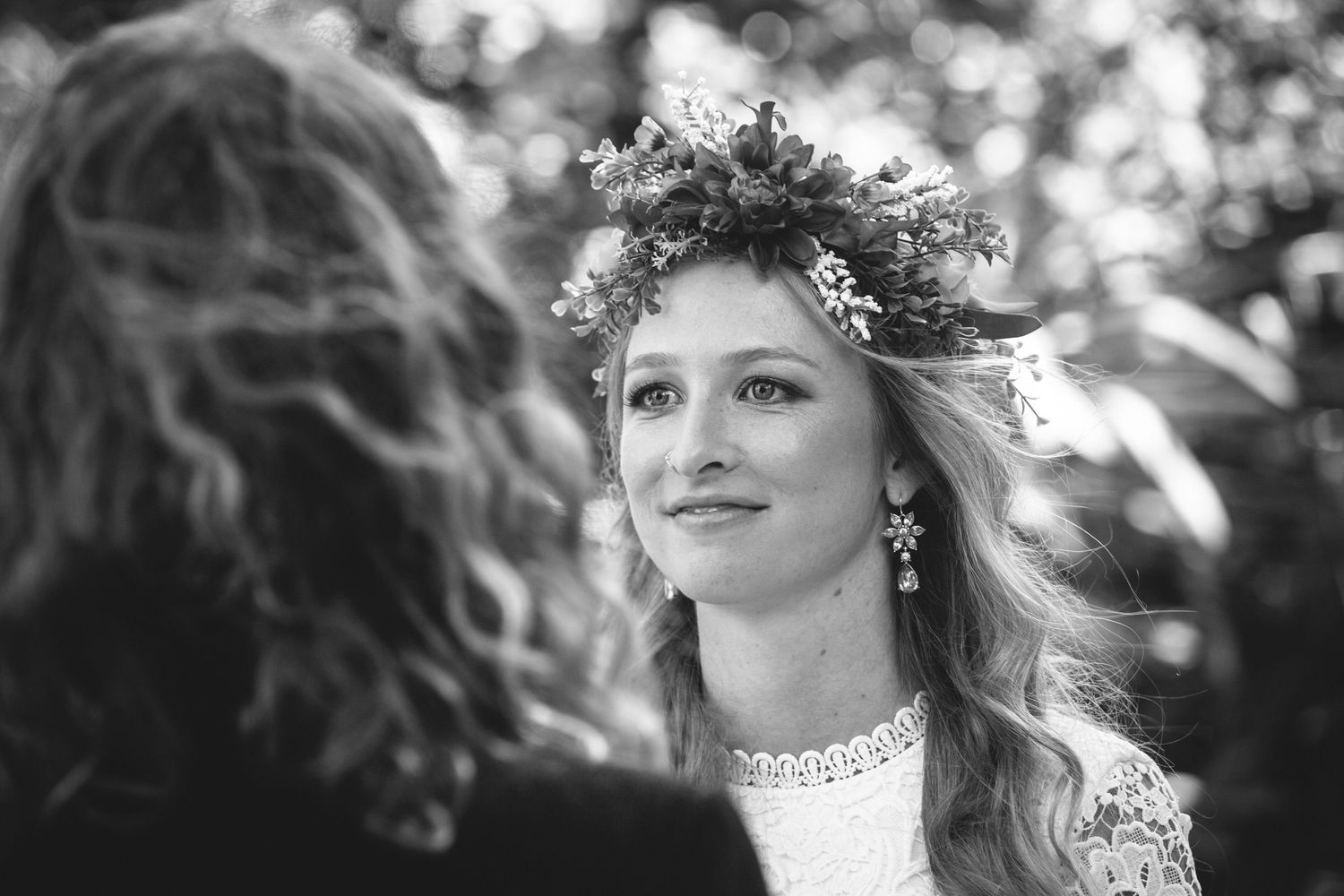 Artistic black and white portraits showing joyful wedding expressions.