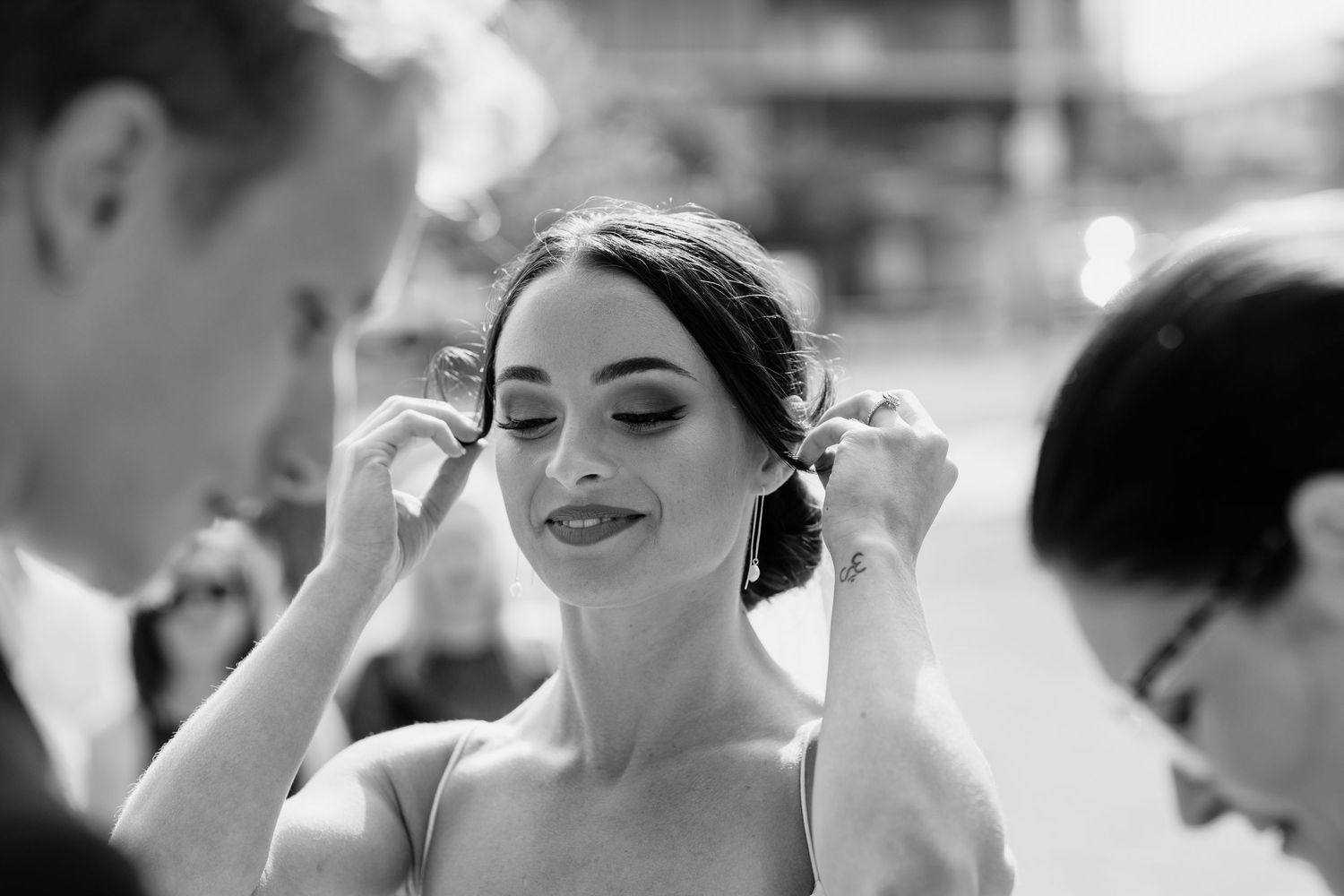 Black and white candid moments from wedding ceremony.Miami Burleigh heads beach wedding