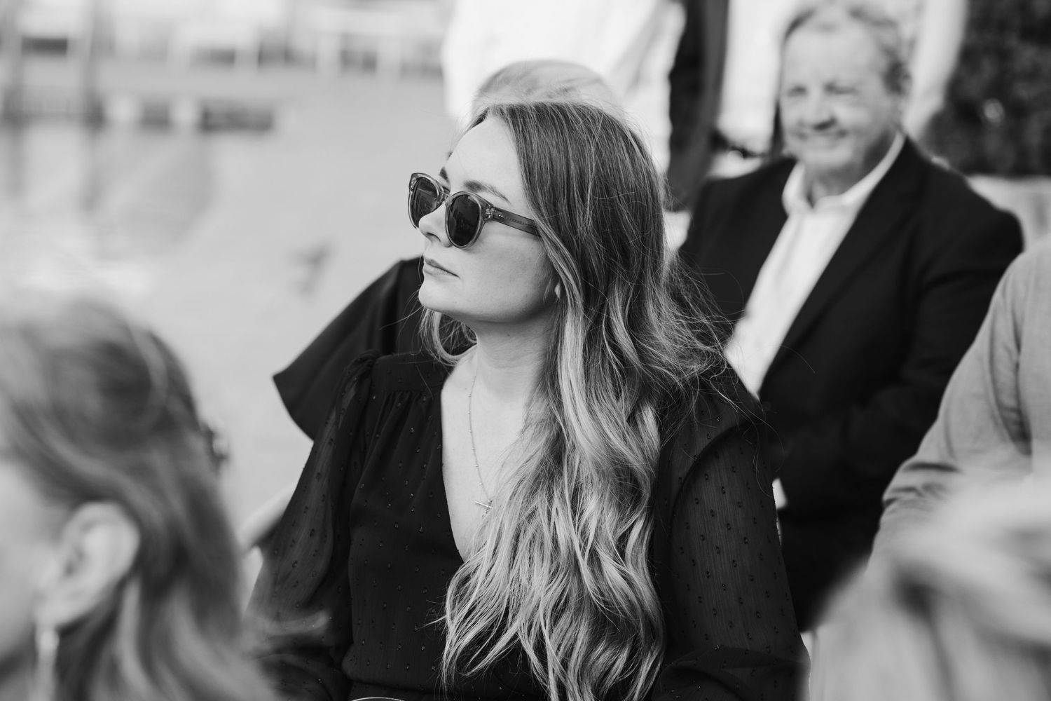 Black and white candid moments from an emotional wedding ceremony.Brisbane wedding venue