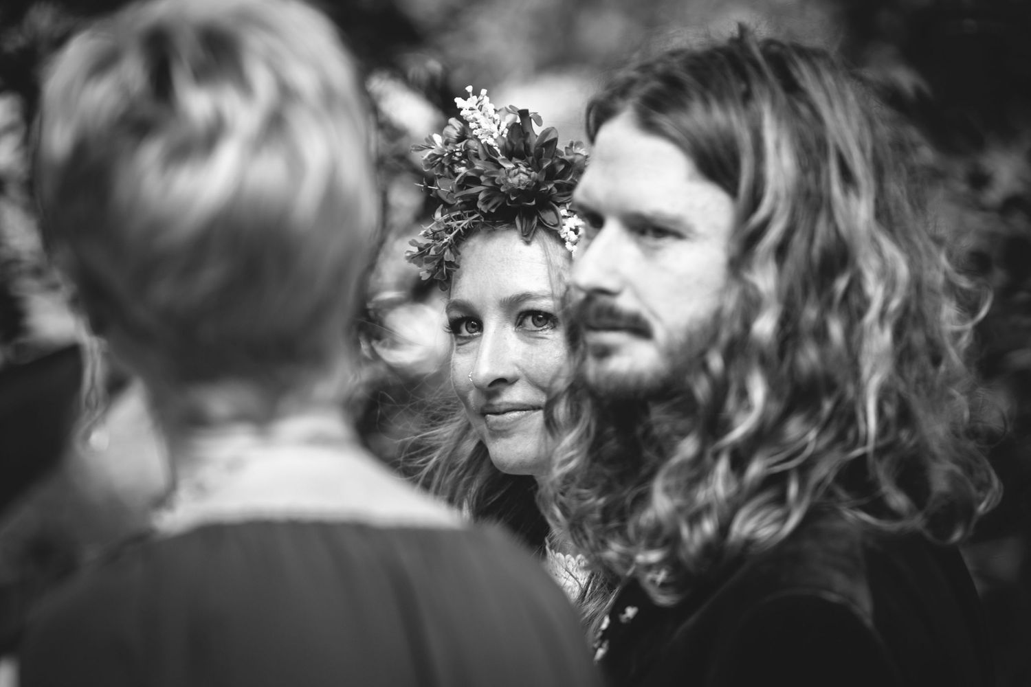 Black and white artistic portraits with shallow depth of field.
