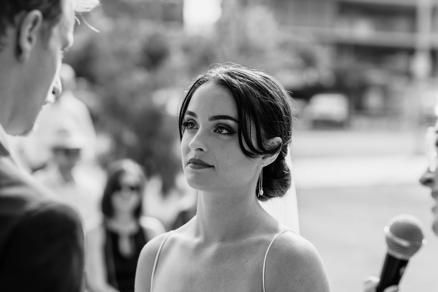 Black and white emotional reactions during wedding ceremony.Miami Burleigh heads beach wedding