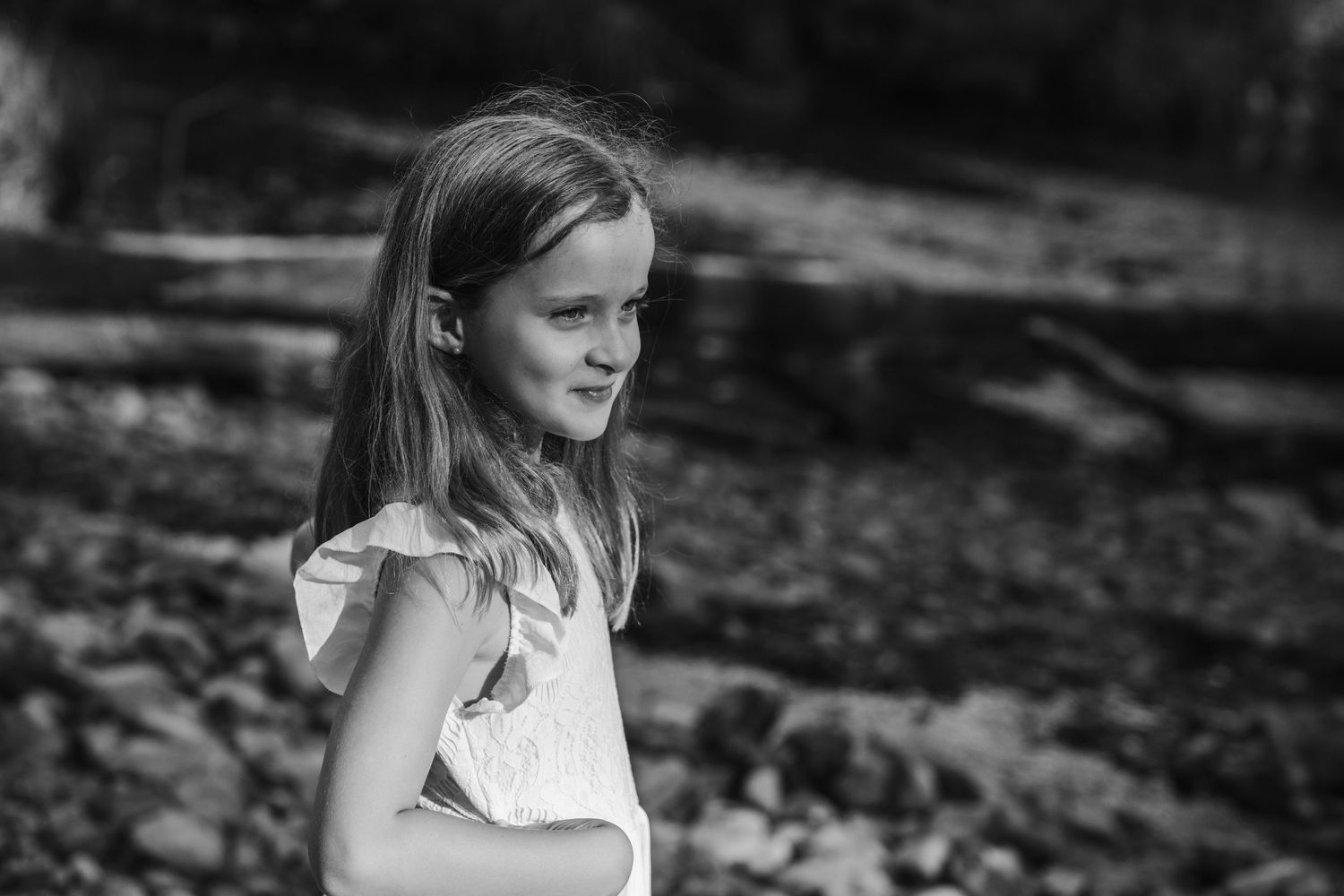 Black and white candid portraits showing joyful expressions in natural outdoor lighting.Tallebudgera family photography. Gold Coast family p
