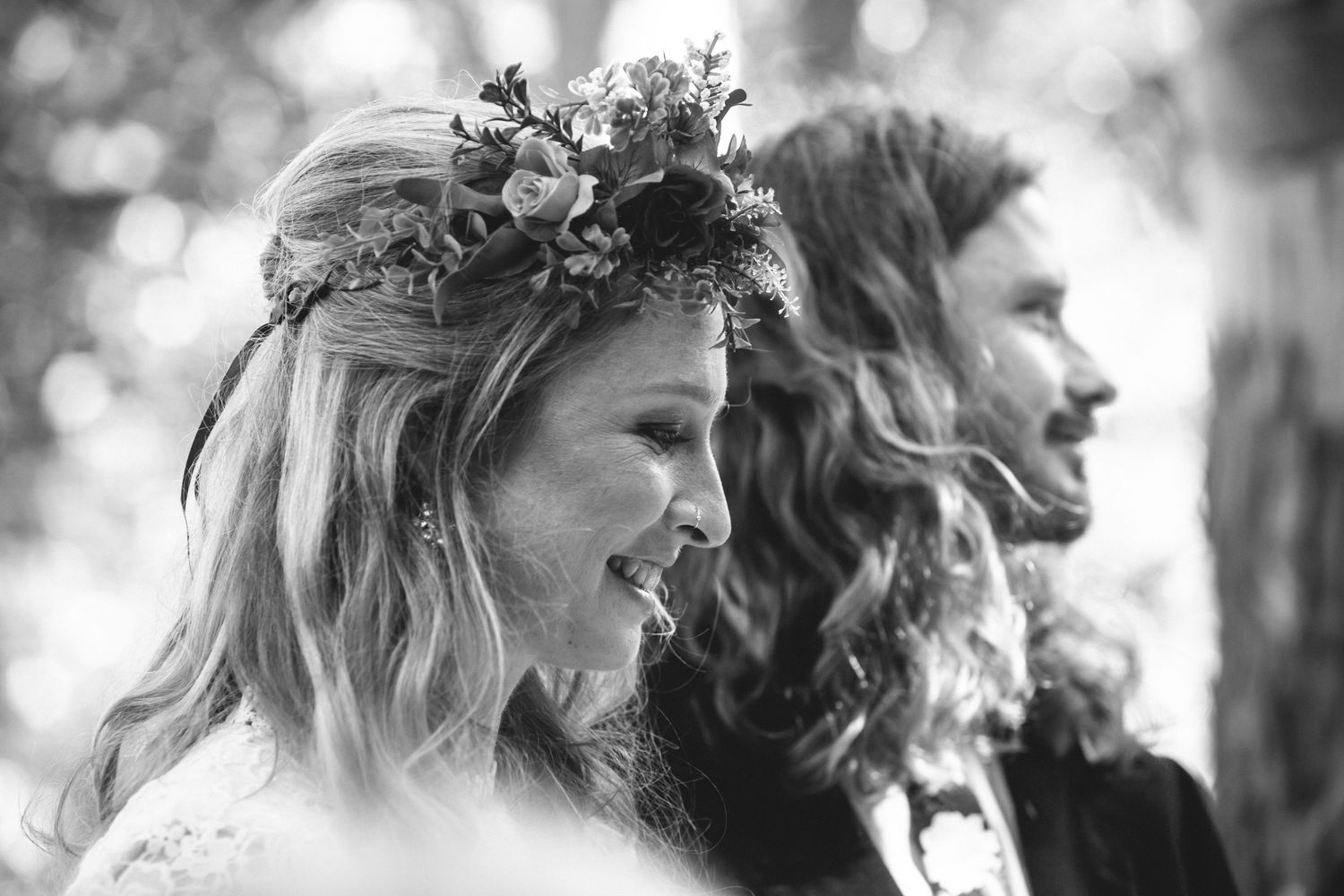 Black and white candid wedding moments captured in natural light.