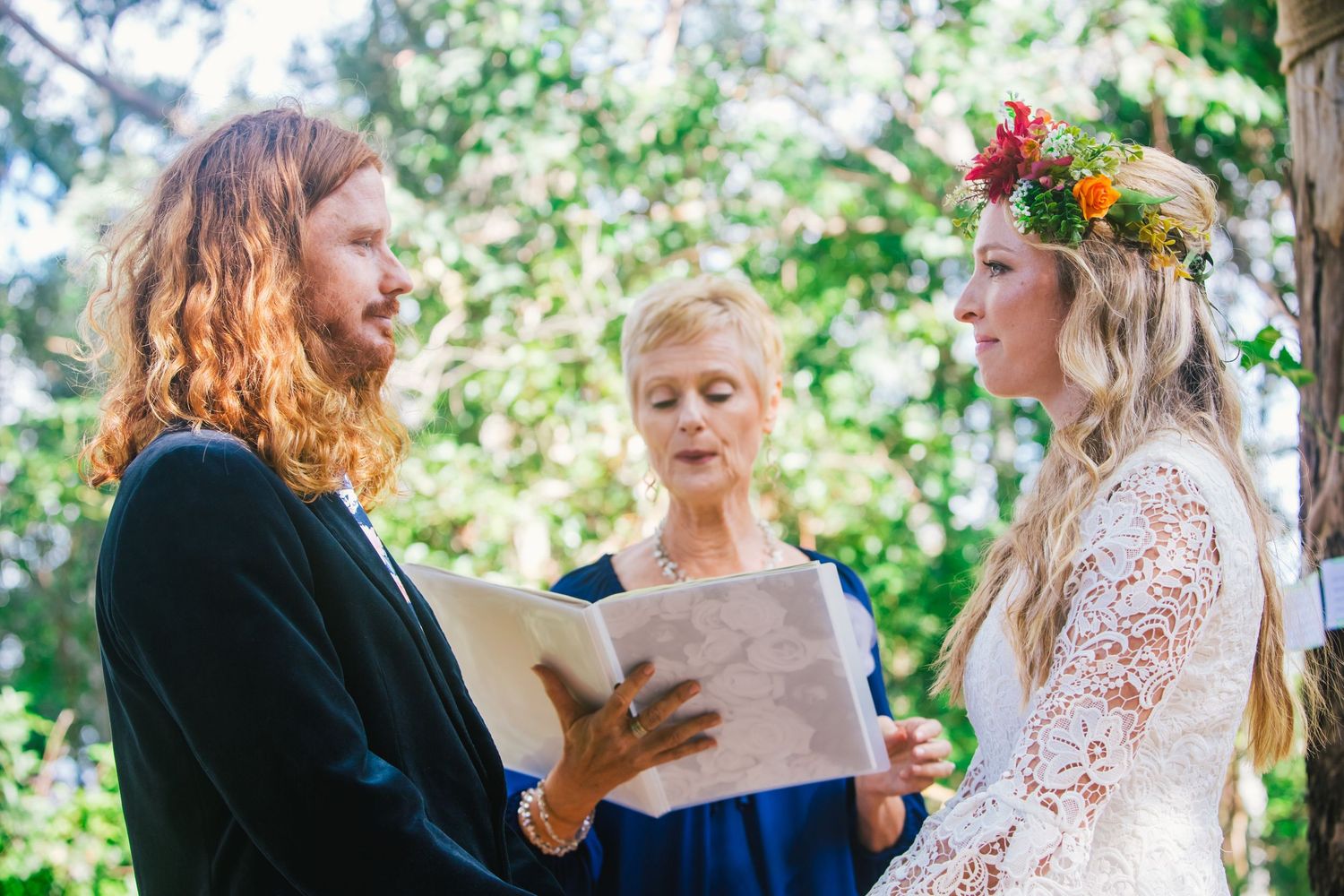Wedding ceremony moments captured in natural outdoor setting.DIY wedding Gold Coast elopement photographer Gold Coast