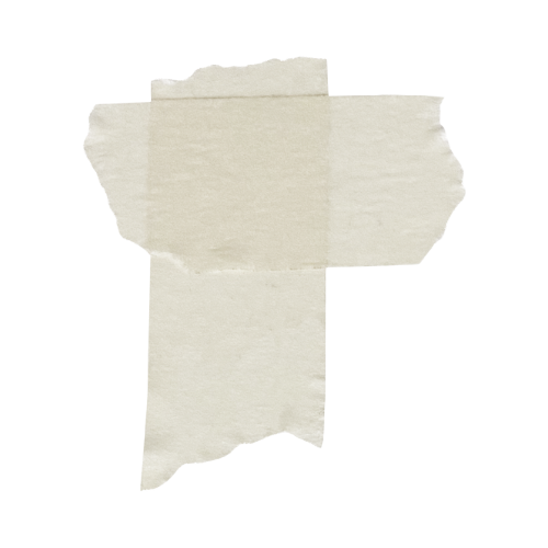 Cross-shaped piece of masking tape in beige color against a white background.