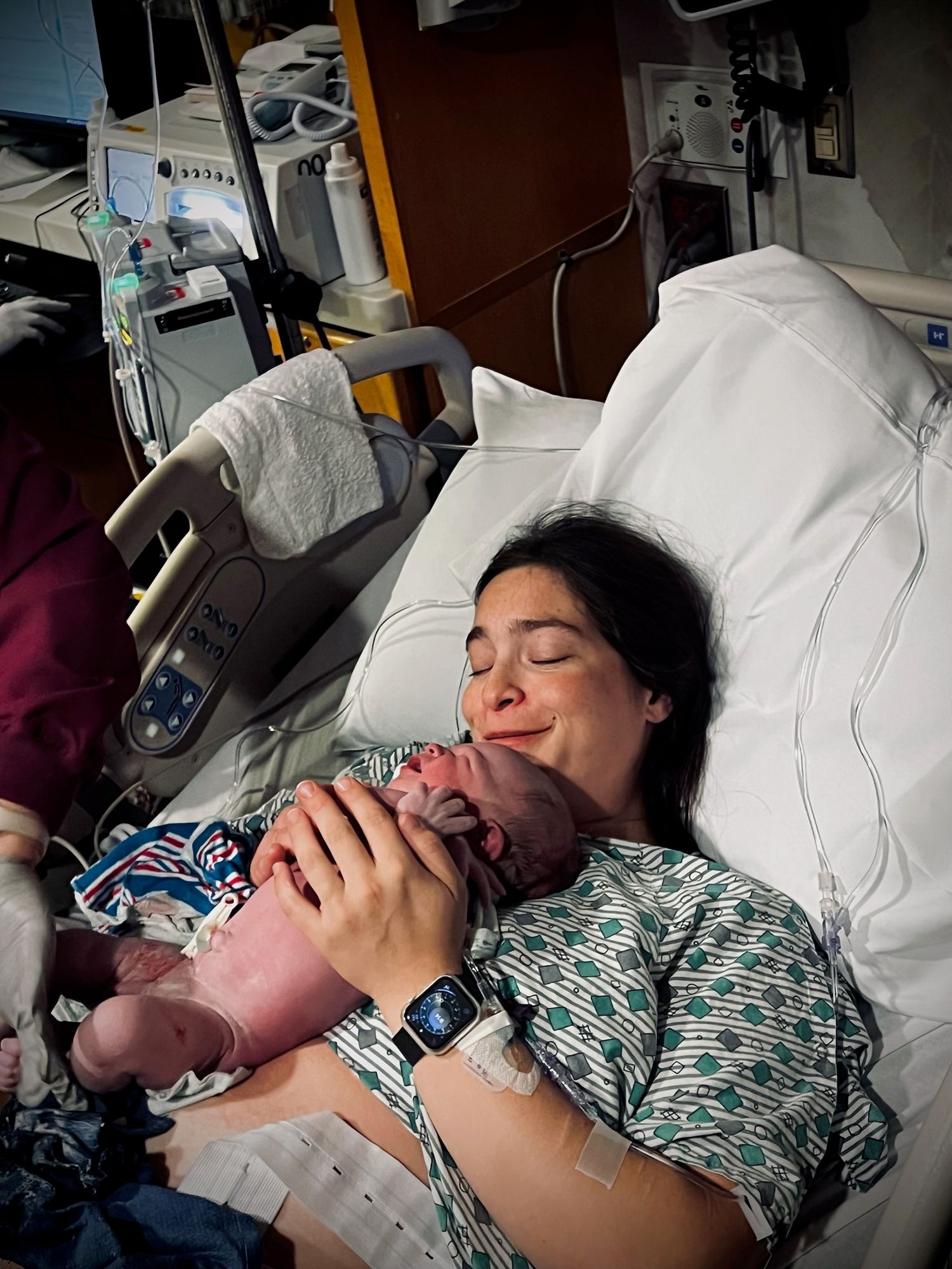 Patient rests in hospital bed with medical equipment and monitors visible in multiple sequential images.