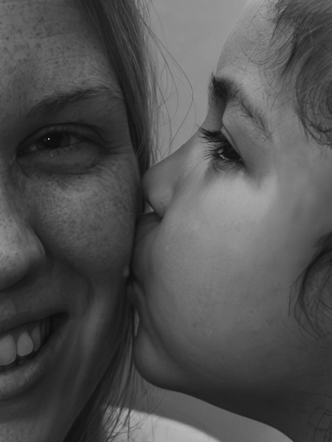 A series of intimate close-up shots showing tender moments between two people.