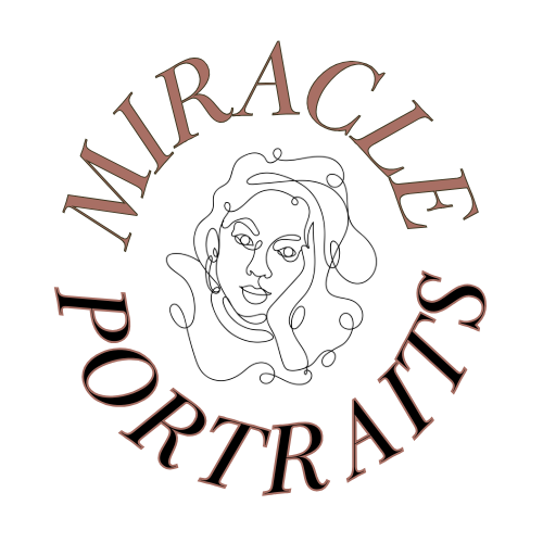 Circular text logo design with decorative swirls and font arrangements in brown tones.