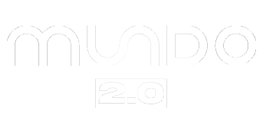 Stylized white text reading Mundo 2.0 in a modern geometric font.
