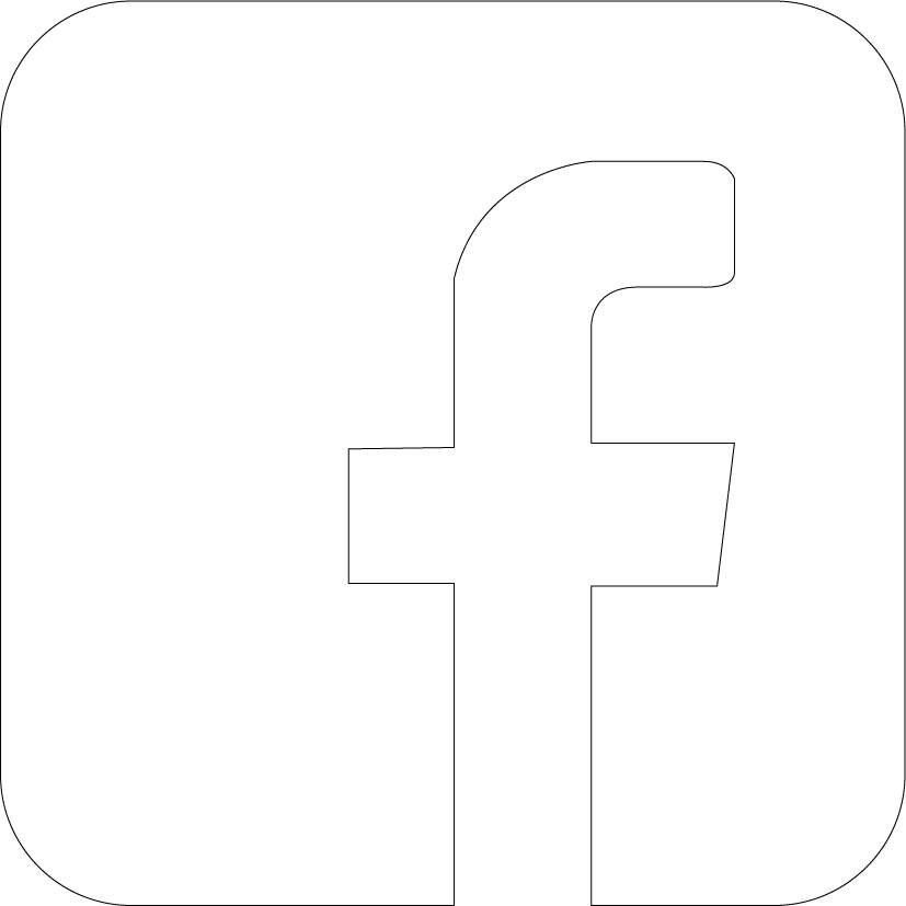 Line drawing showing outlines of Facebook logo icons in grayscale against a plain background.