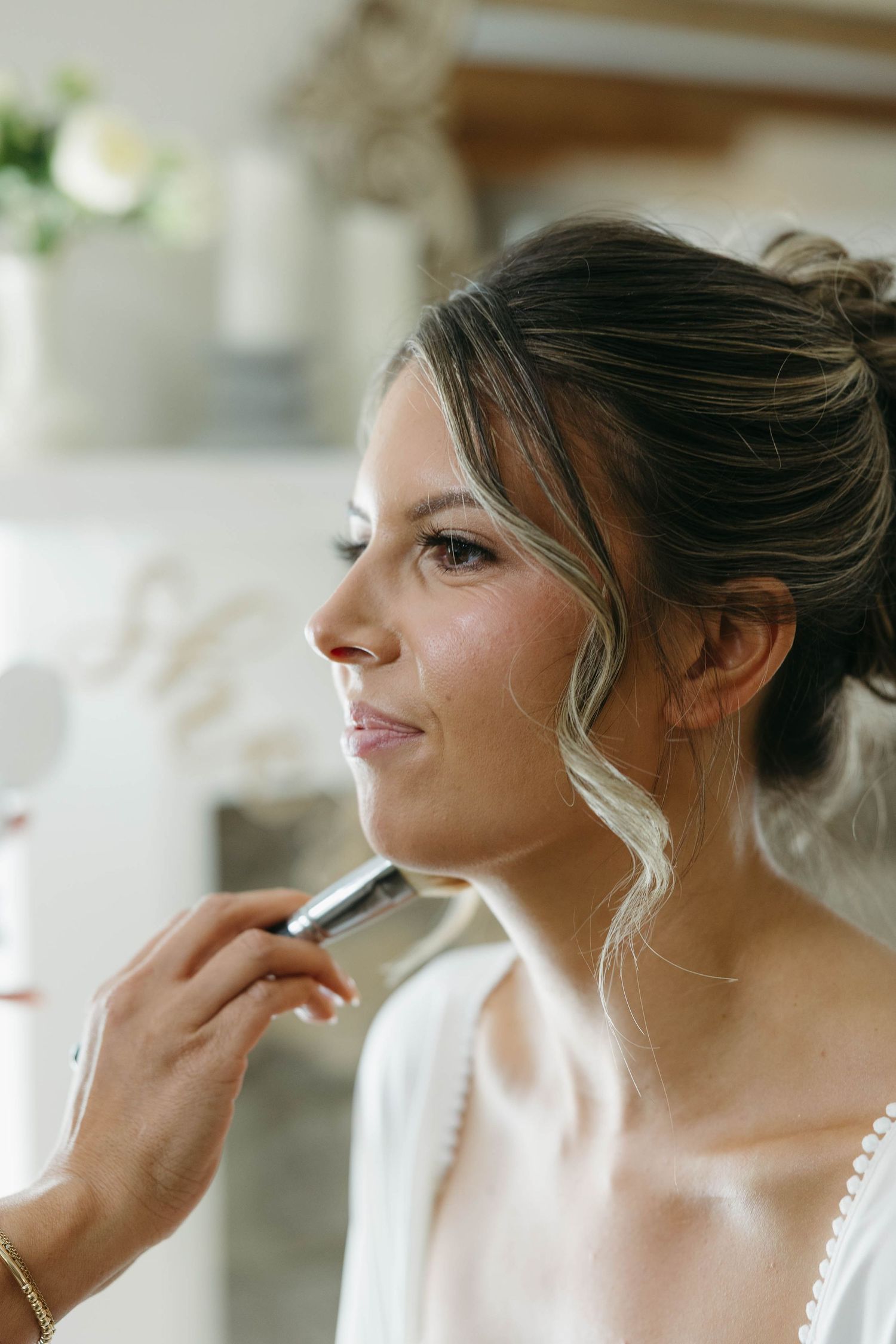 Birmingham Alabama Photographer capturing bride after getting makeup done at Iris Woods Venue in Nashville, Tennessee