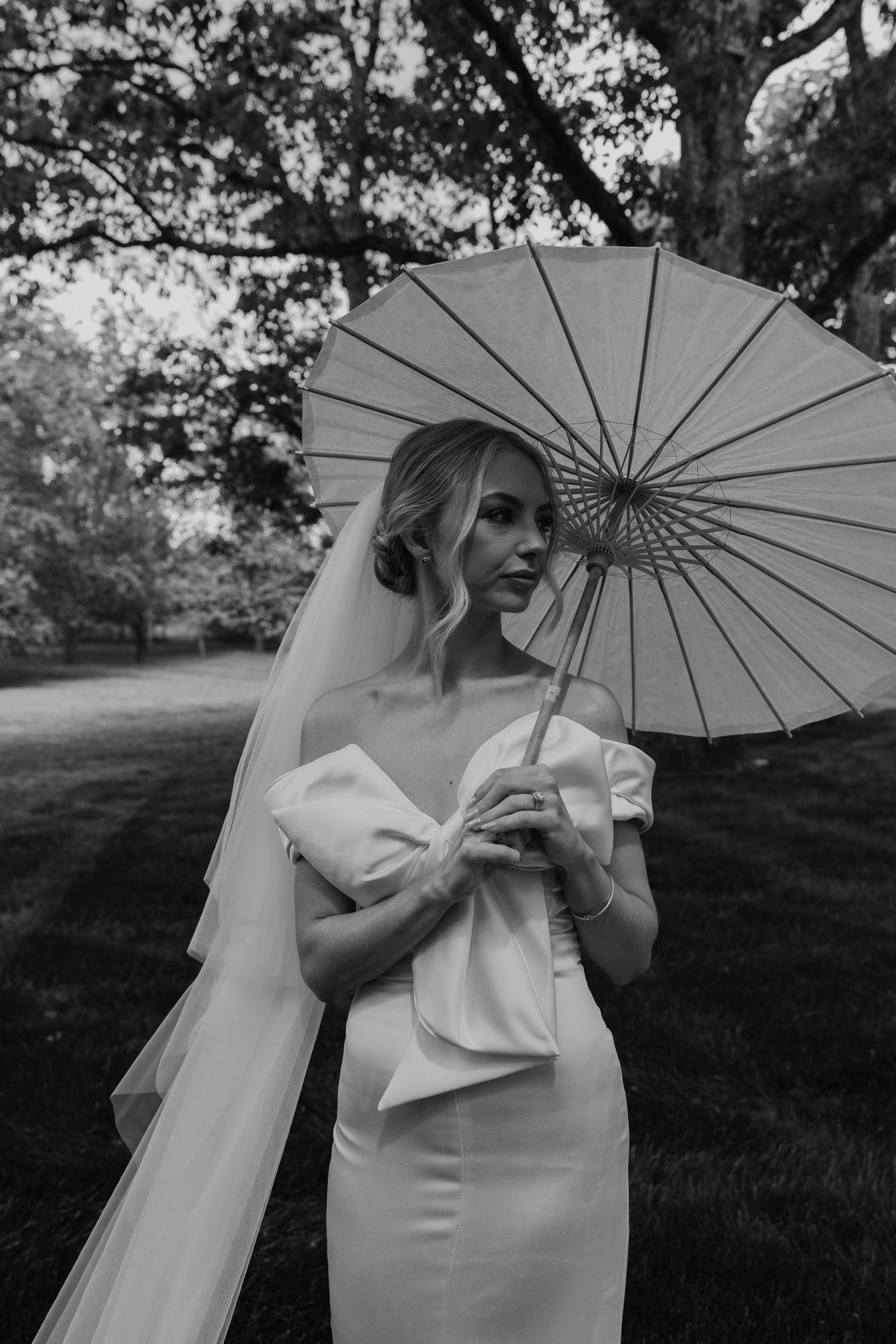 bride holding parasol