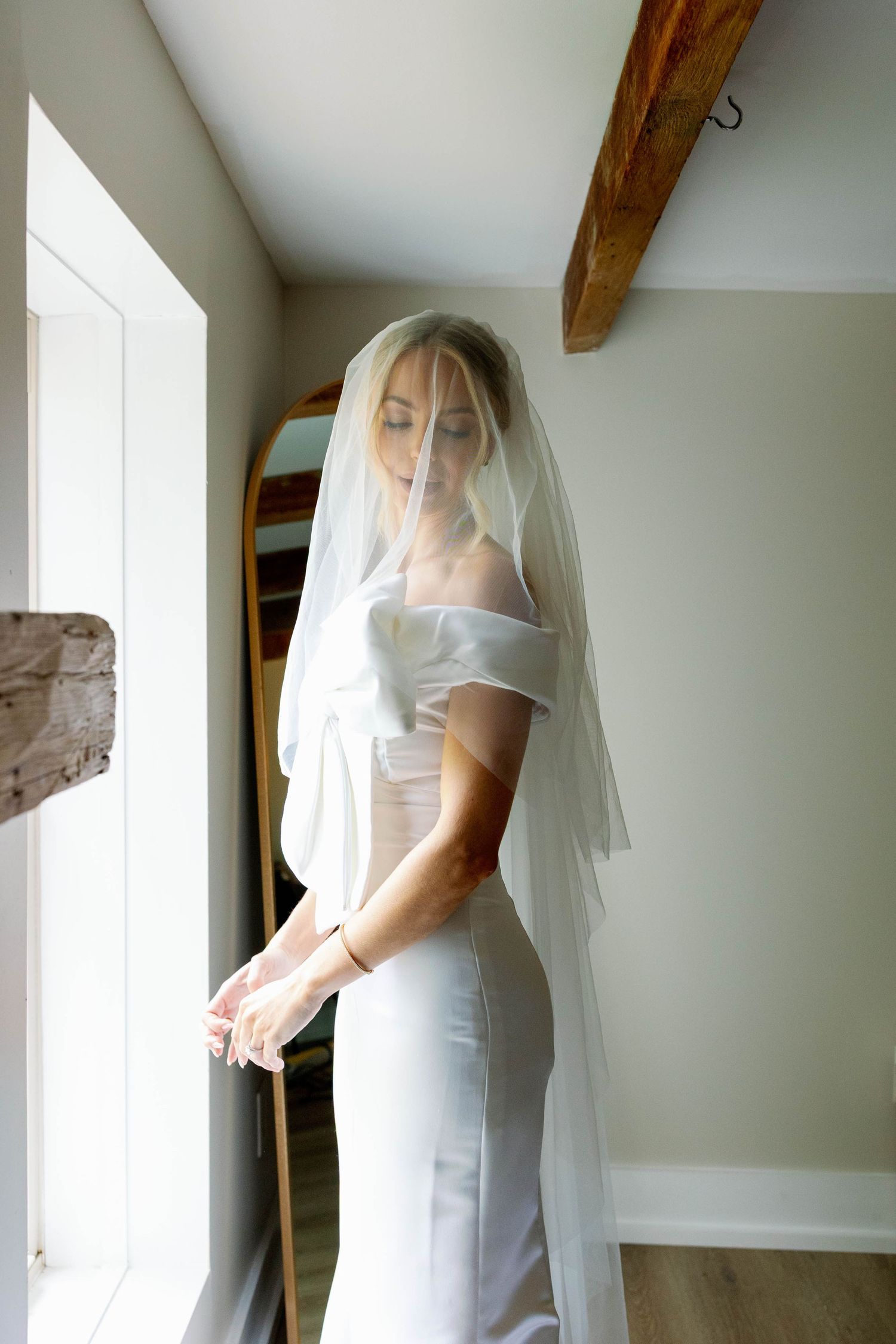 bride under veil shot