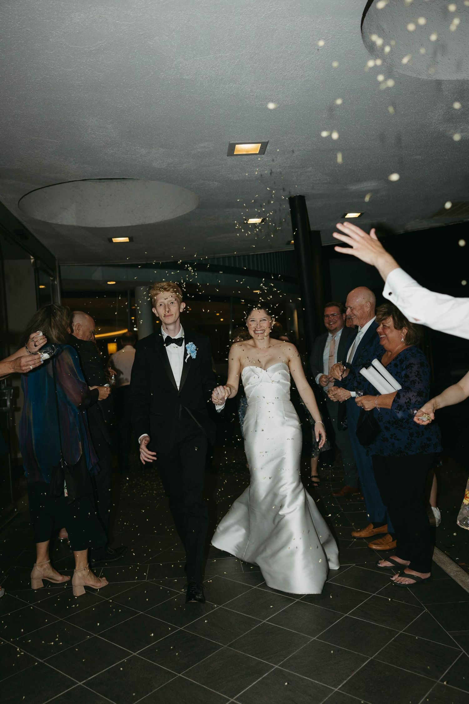 bride and groom during send off