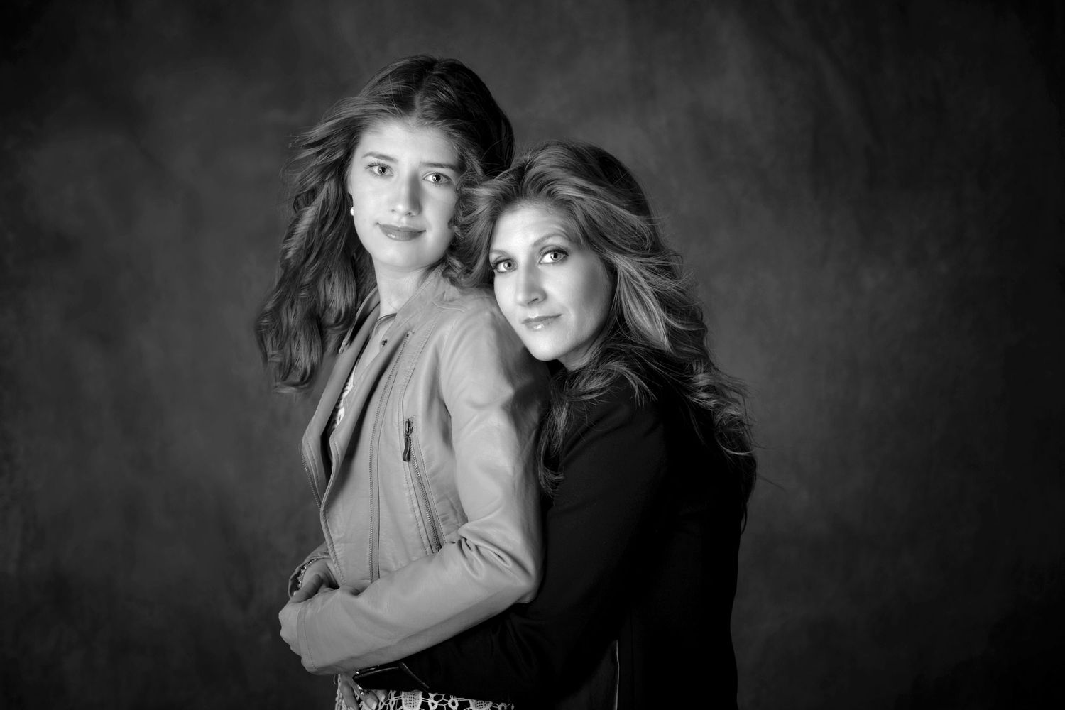 Fine art portrait session in Rochester, MI by Jocelyn M. Photography—black and white studio portrait of a mother and daughter