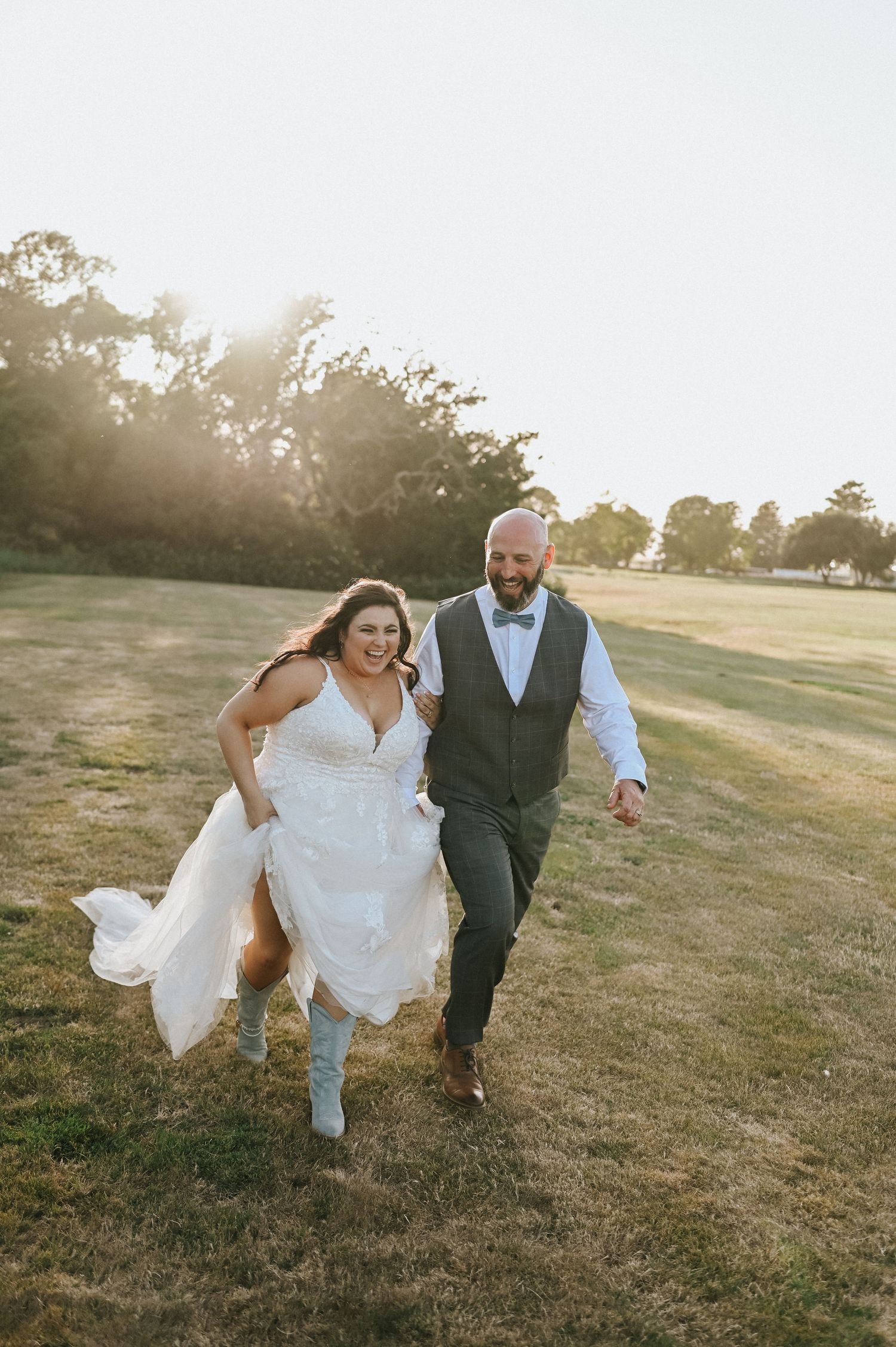 Bride Nadia and Groom Jason are goofy and playful, so I told them to grab each other and run!