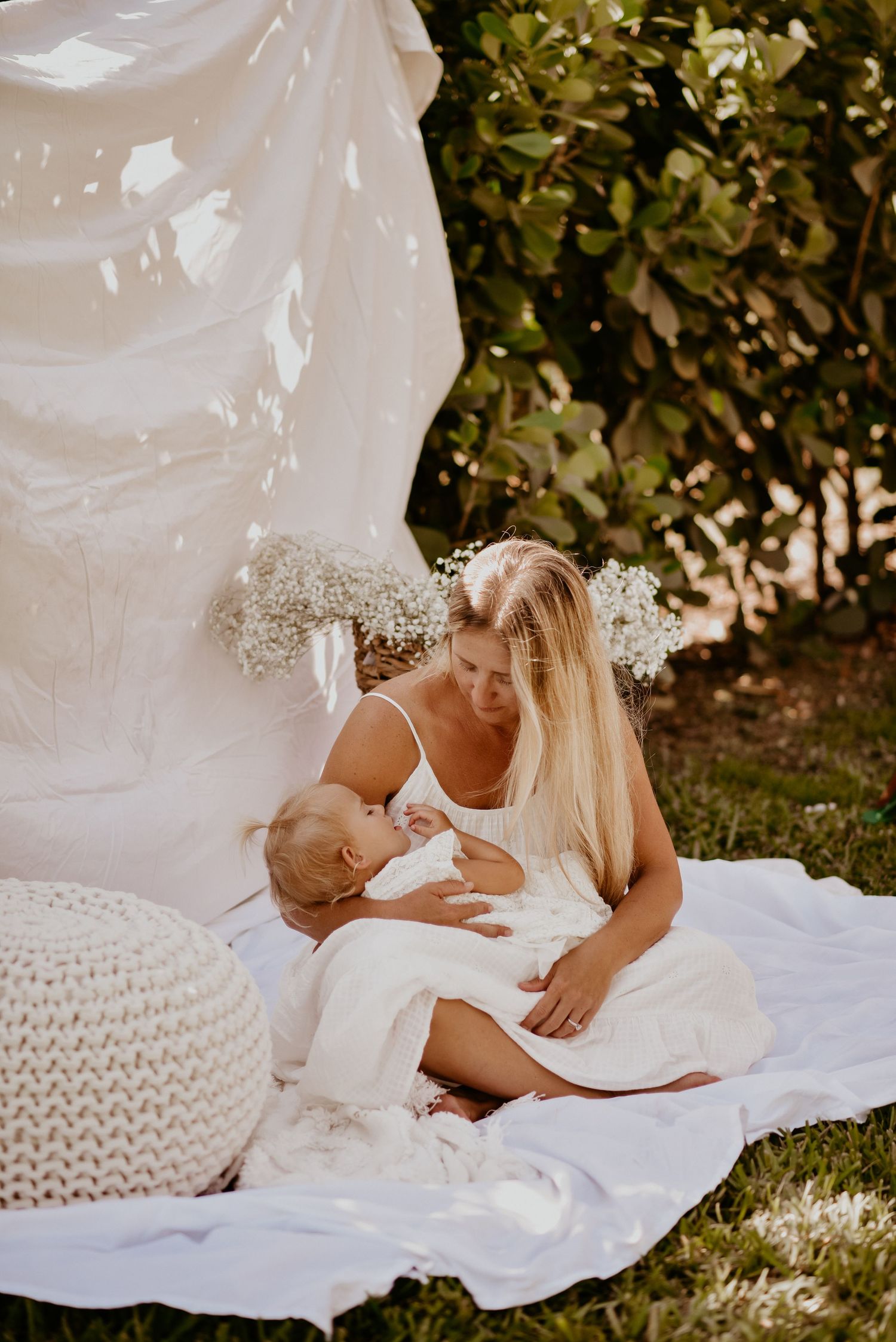 Mom and daughter sharing a quiet moment during documentary-style session in the Florida Keys