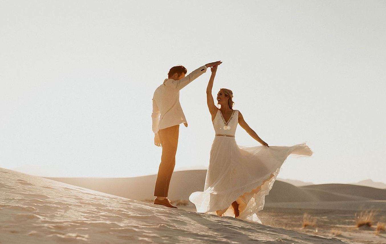 Editorial bridal portrait with soft dress and golden light in Miami