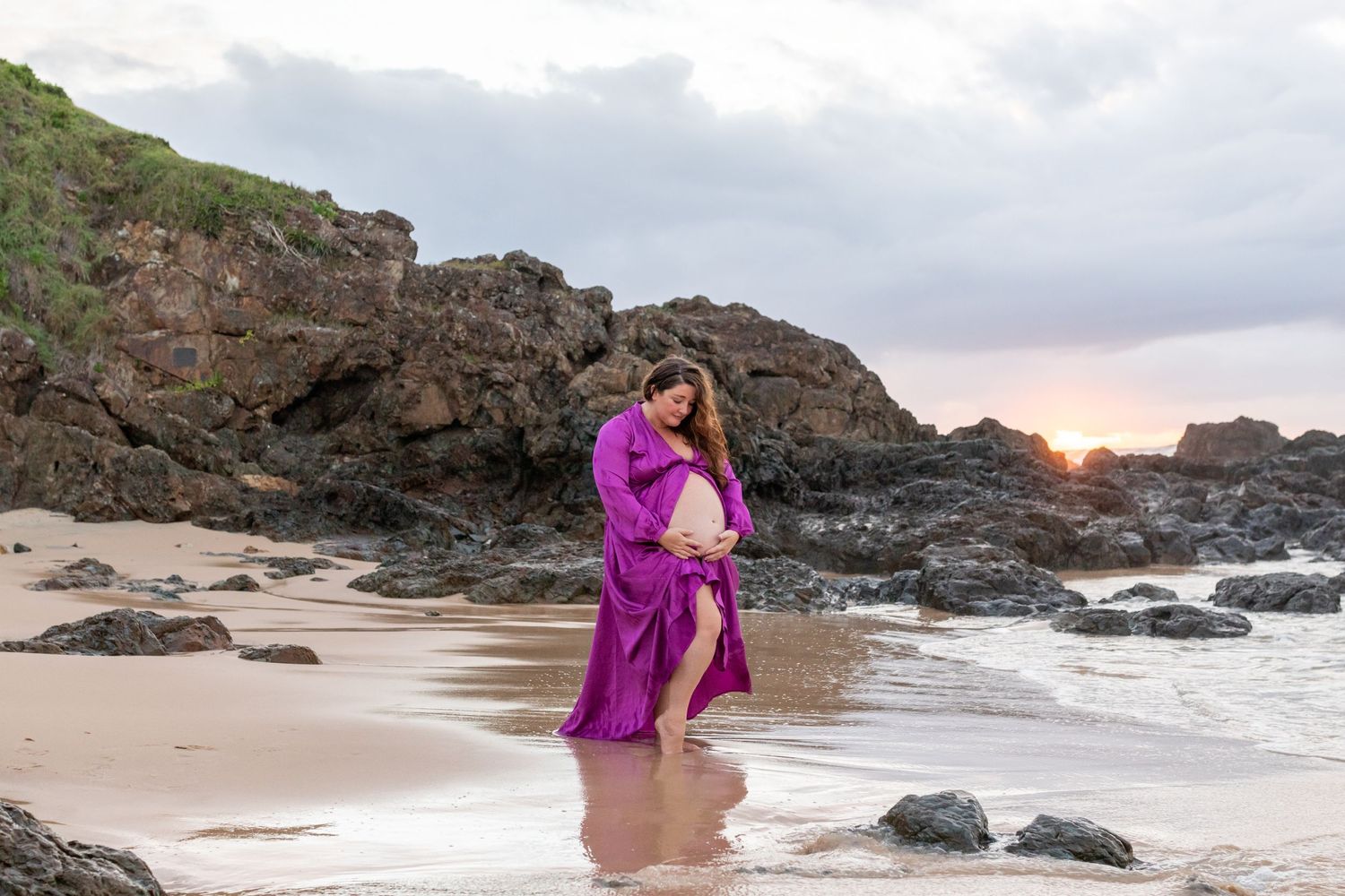 Candid maternity portrait at the beach – Coffs Coast photographer