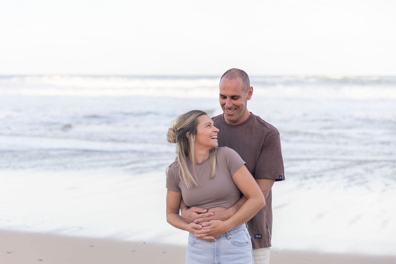Candid family portrait at the beach – Coffs Coast photographer