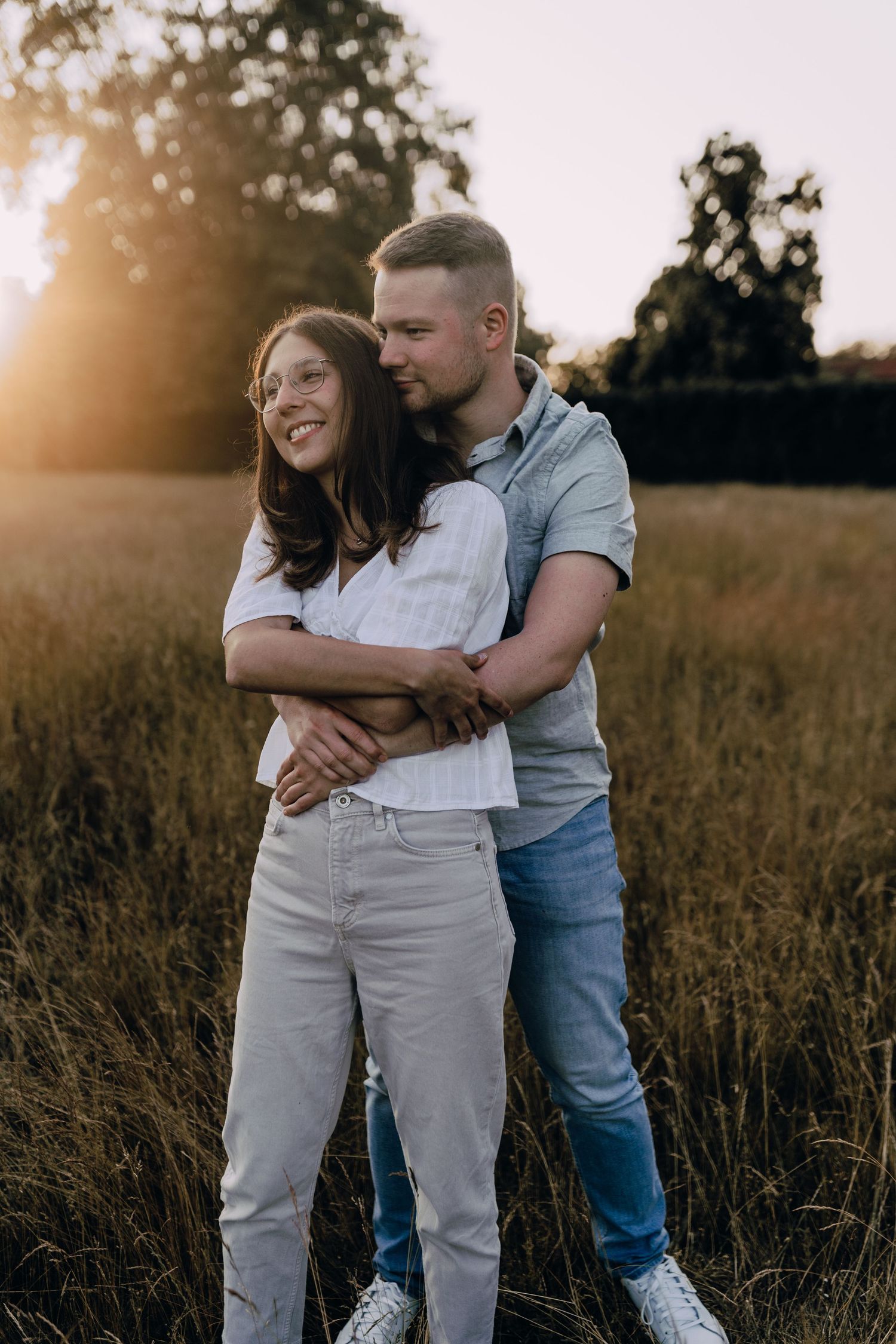 Fotoshooting in Dragun (Mecklenburg-Vorpommern), Paarshooting im Abendlicht, Sunset, Sonnenuntergang, Glücksmomente Kerstin Jochens, Emotion