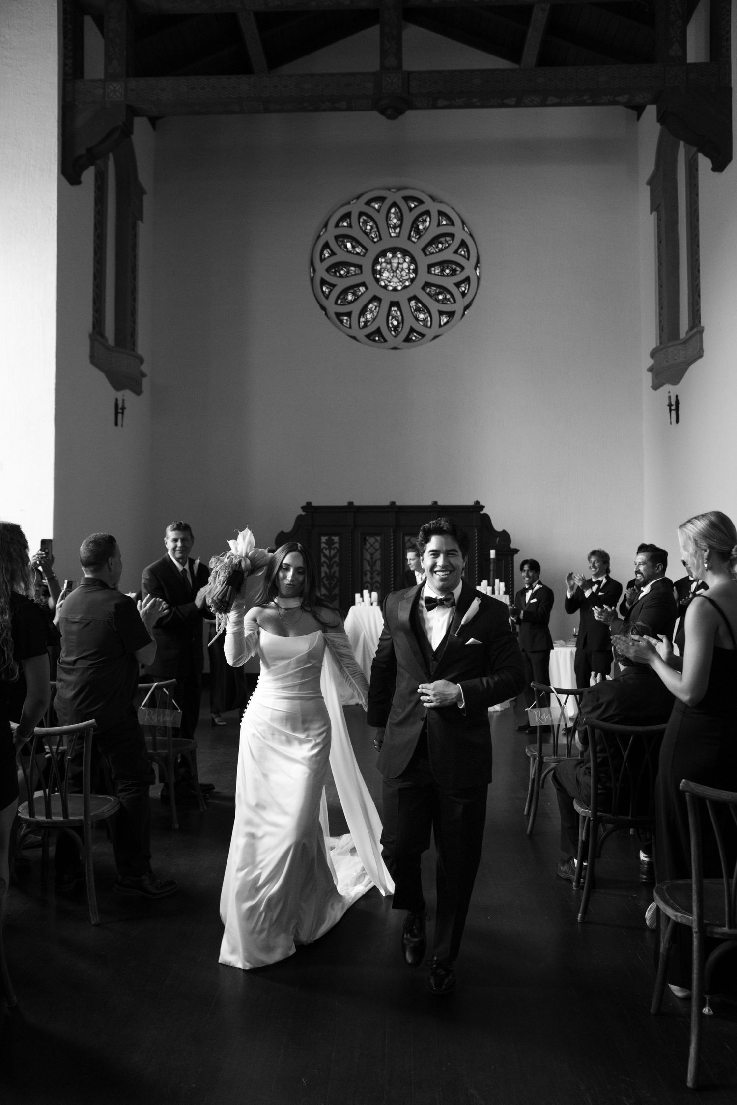 just married walking back up the aisle
