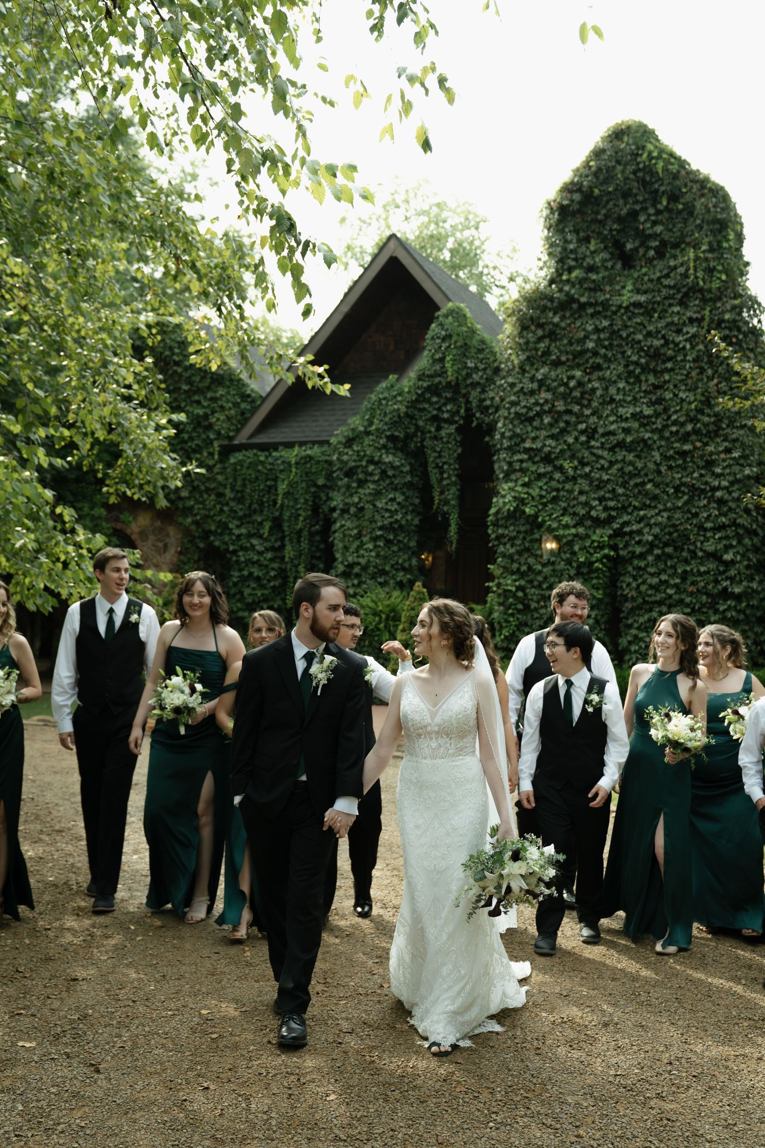 bridal party walking
