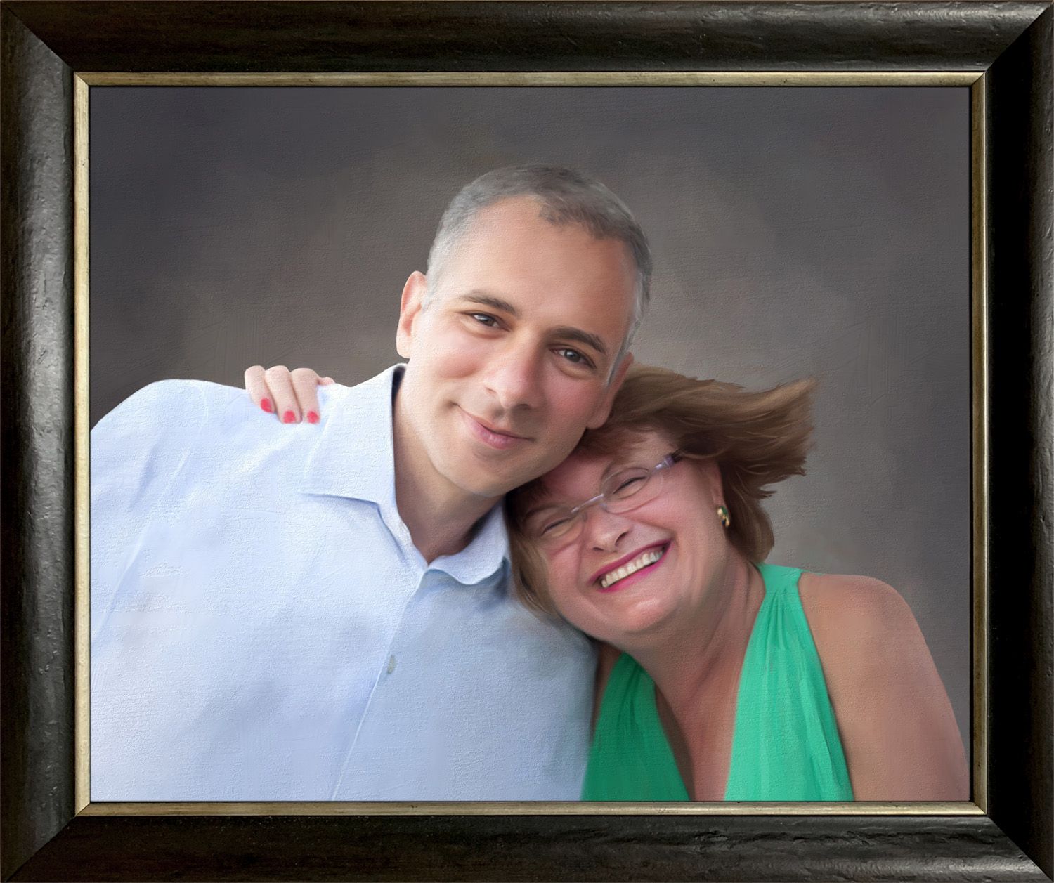 A special portrait painting of a man who calls this woman his second mother.