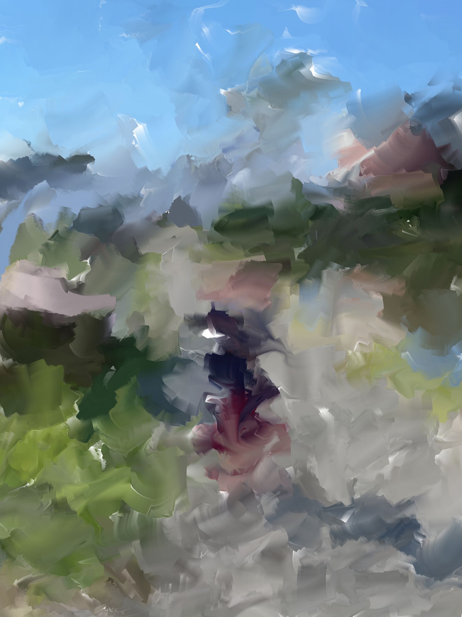 Work in progress, blocking in a composition for a painting commission.