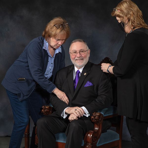 Behind the scenes of the formal portrait sitting for Grand Master Maggio's portrait painting by Bobbie Bush.