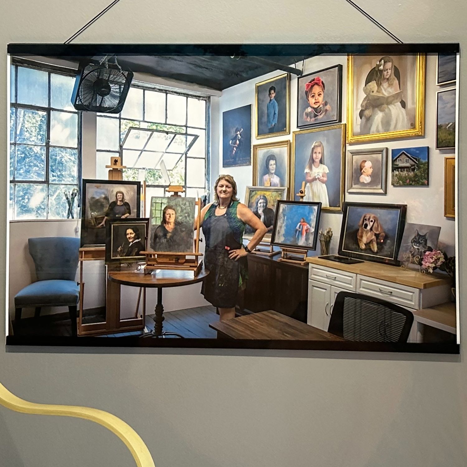 Bobbie Bush portrait on display in Salem Arts Association public exhibit in Salem MA.