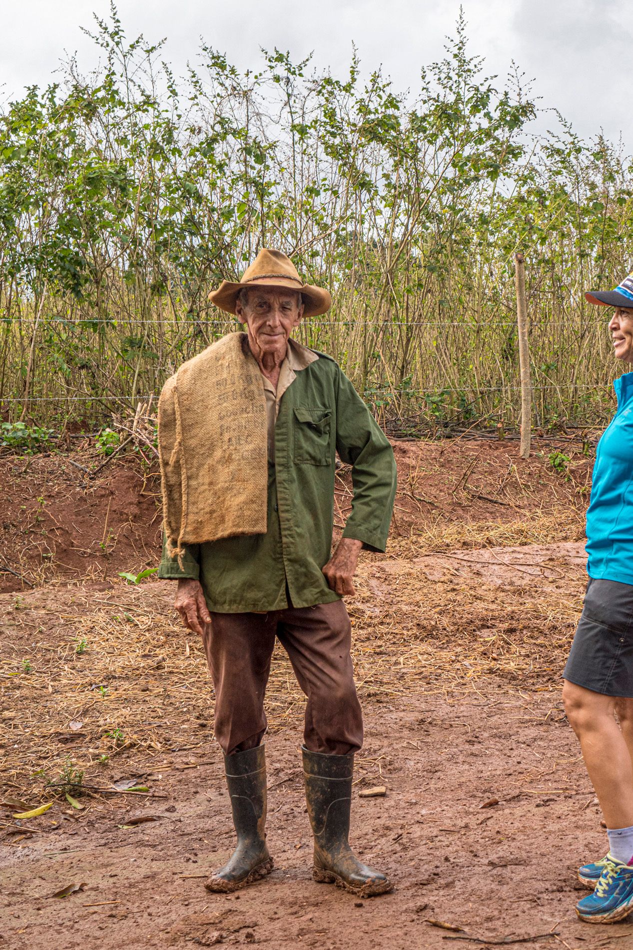 Travel photo of a Cuban farmer in this work clothes which was transformed into a personal painting by Bobbie Bush.