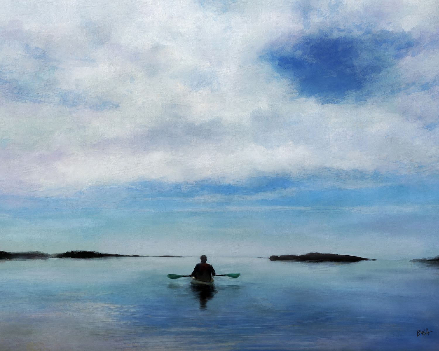 Maine landscape mixed media painting 
