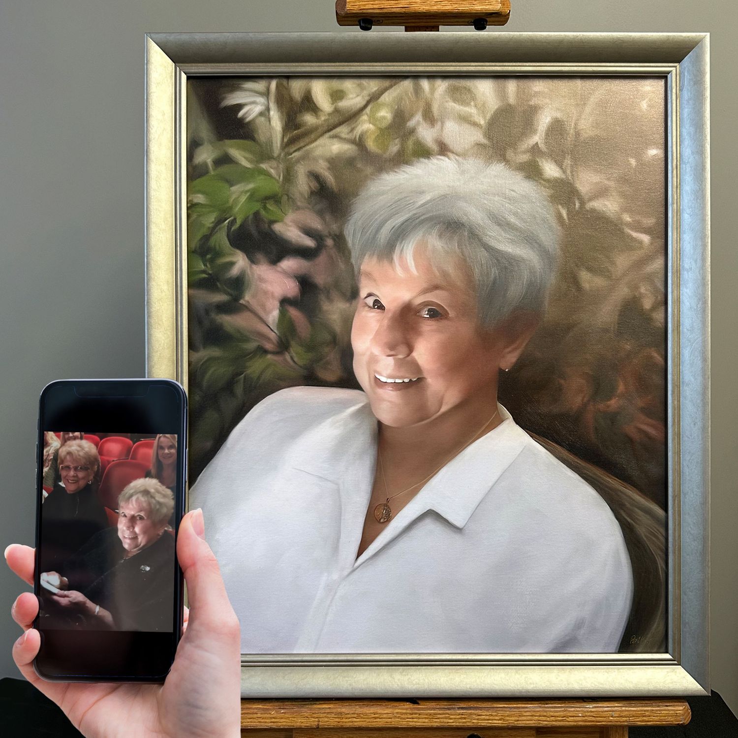 memorial portrait of a beloved wife, from photo to painting
