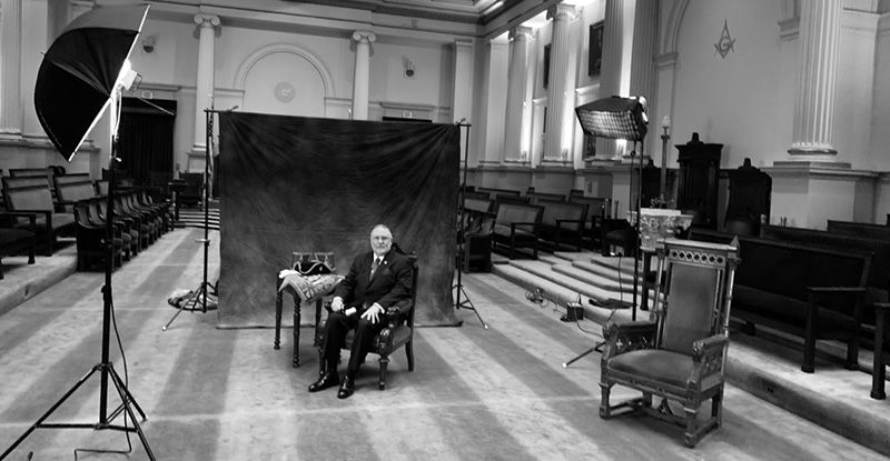 Behind the scenes of the formal portrait sitting for Grand Master Maggio's portrait painting by Bobbie Bush.
